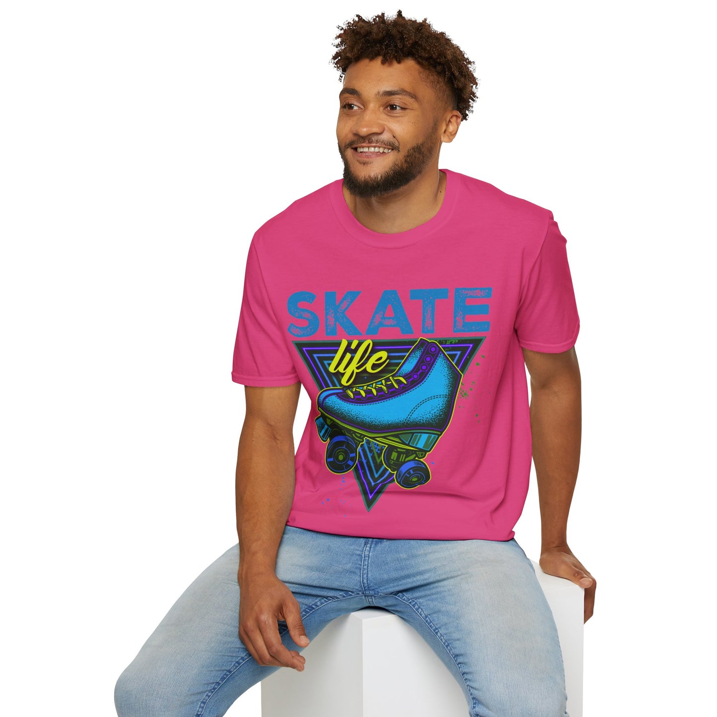 Columbus, OH - "Skate Life" - Roller Skate Graphic T-Shirt (Blue Graphic)