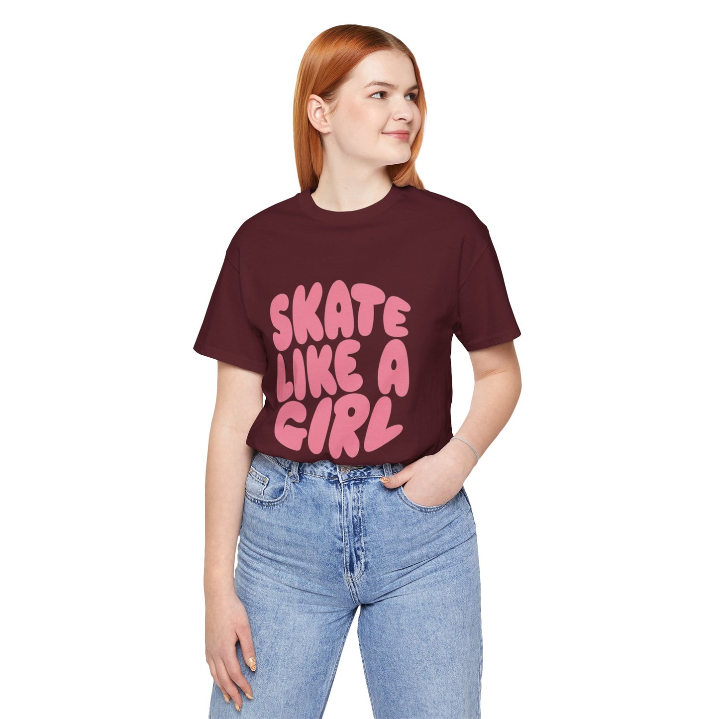 Women's "Skate Like A Girl" Roller Skate Graphic Cotton T-Shirt