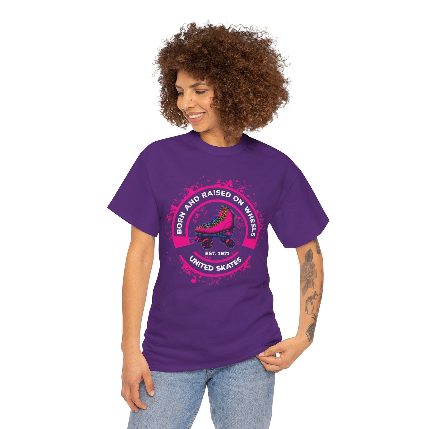 Adult "Born & Raised on Wheels" Roller Skating T-Shirt