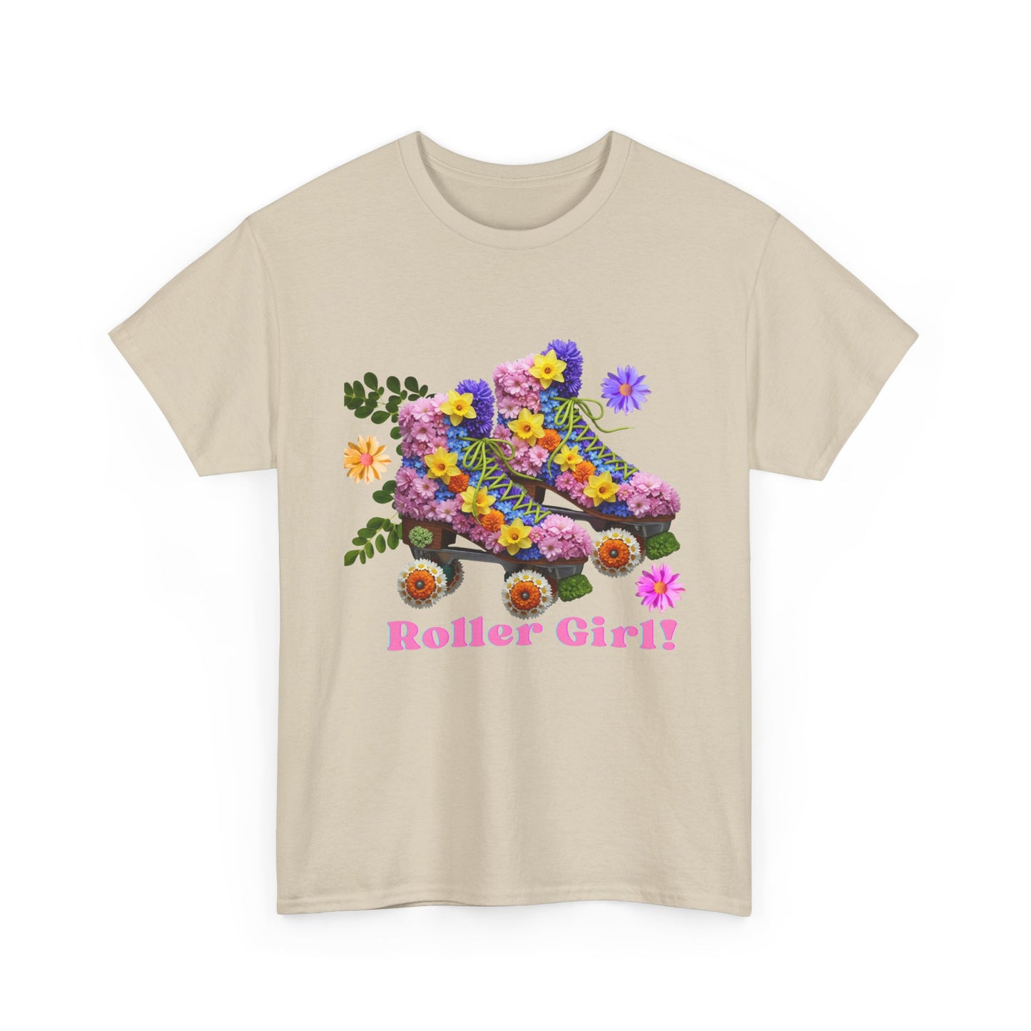 Roller Girl Floral Skate T-Shirt - Adult Roller Skate Graphic T-Shirt – 100% Cotton