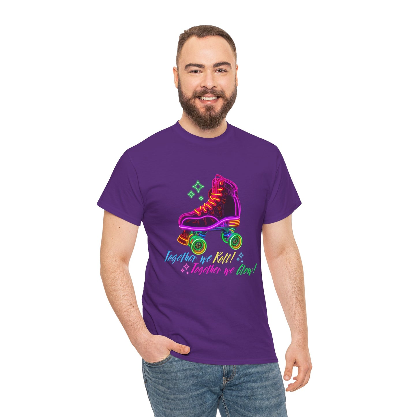 Adult Roller Skating T-Shirt "Together We Roll, Together We Glow" Retro Neon Tee