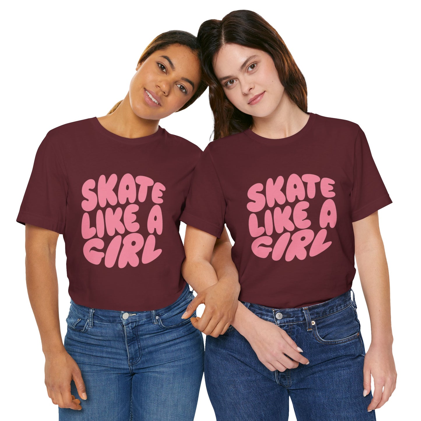 Women's "Skate Like A Girl" Roller Skate Graphic Cotton T-Shirt