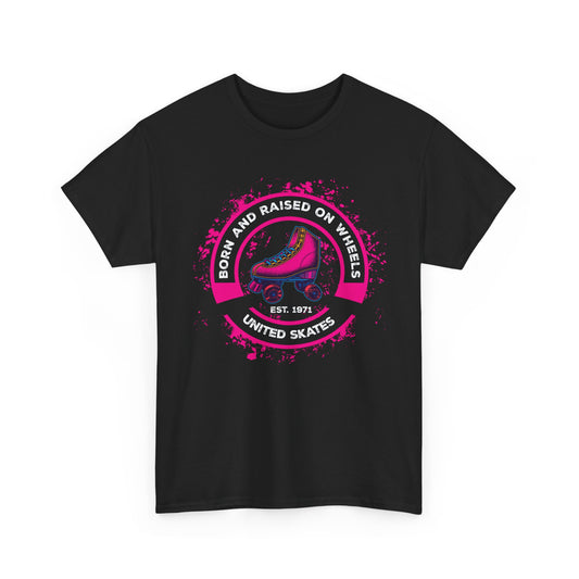 Adult "Born & Raised on Wheels" Roller Skating T-Shirt