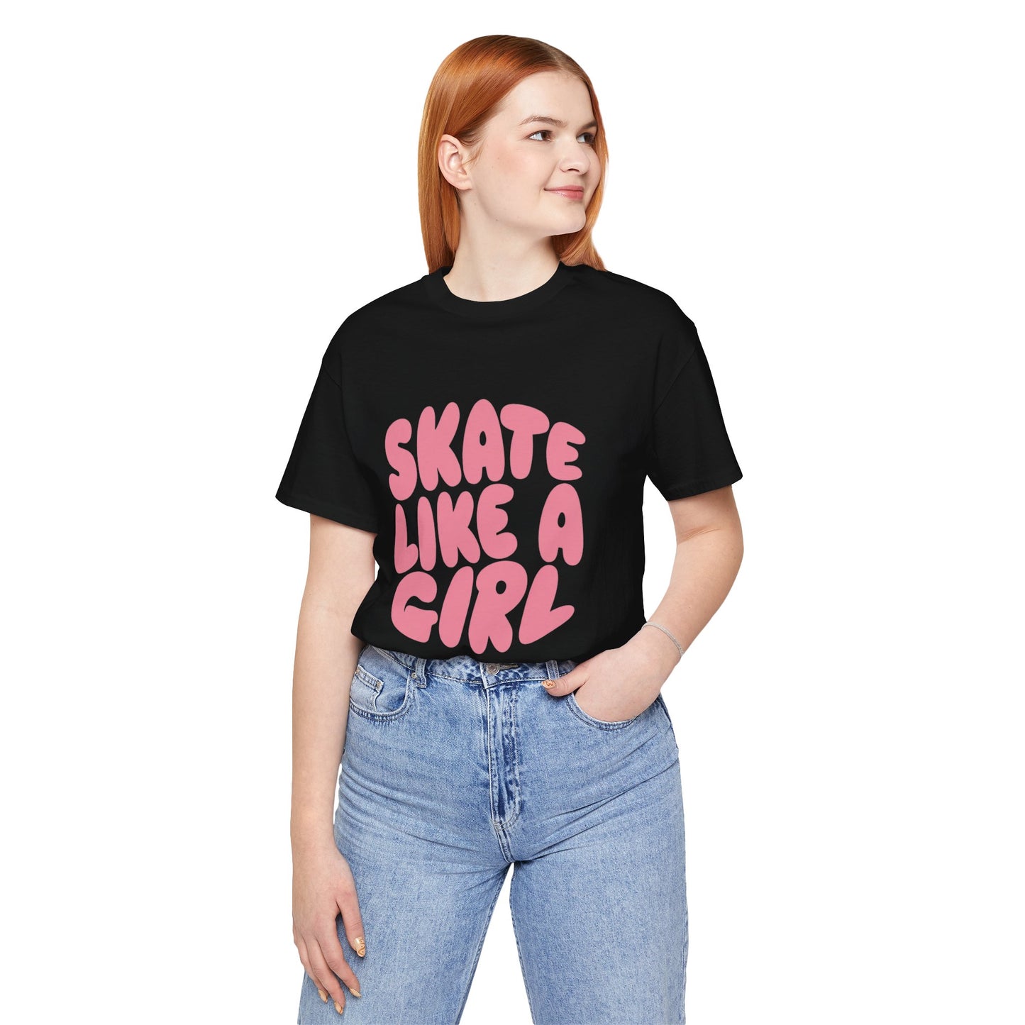 Women's "Skate Like A Girl" Roller Skate Graphic Cotton T-Shirt