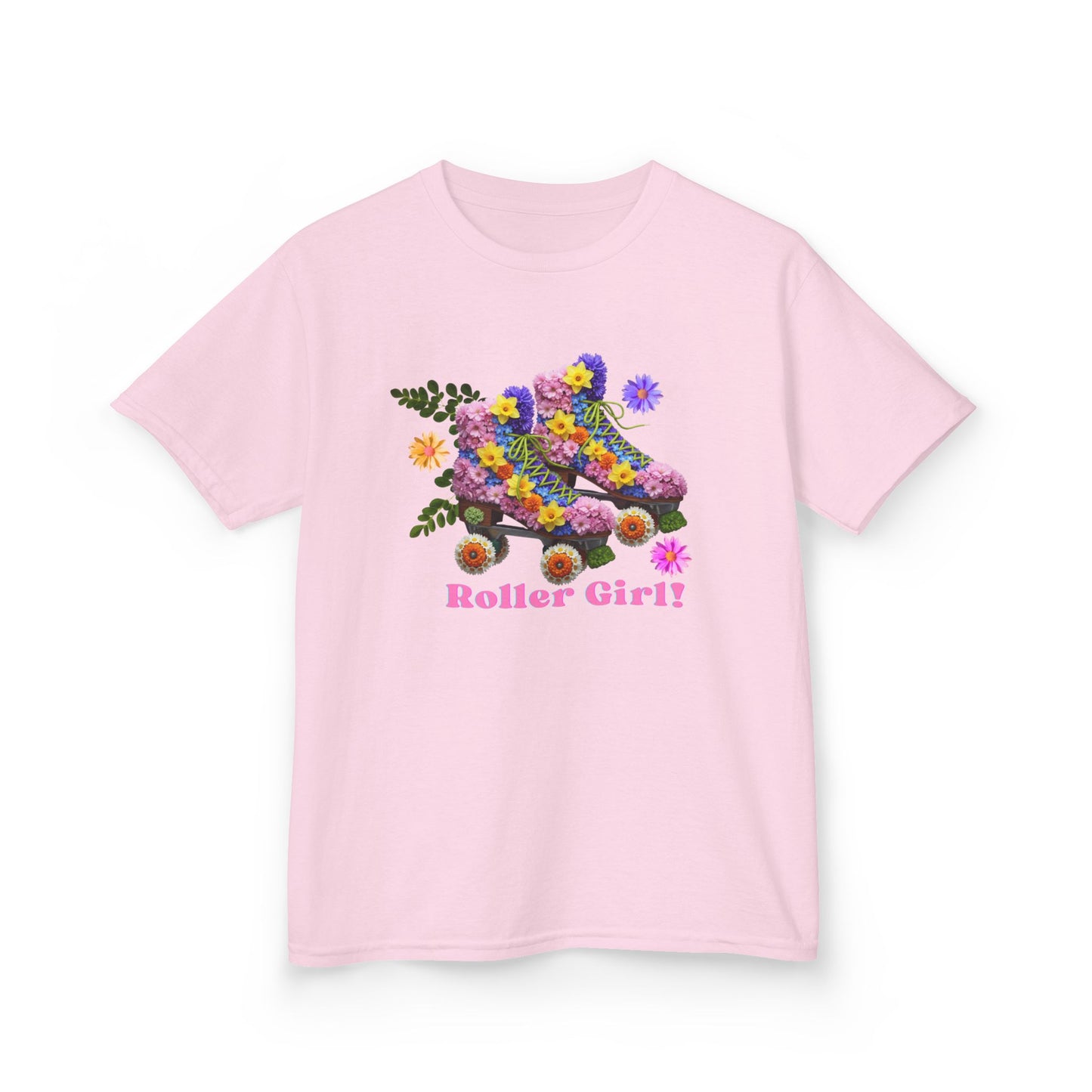 Girl's Roller Skating T-Shirt - Roller Girl - Flower Graphic Tee for Kids