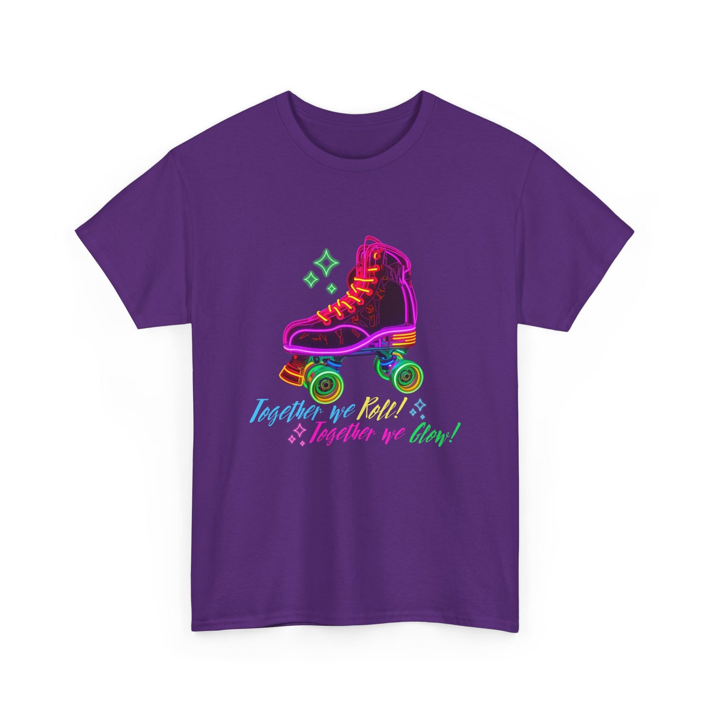 Adult Roller Skating T-Shirt "Together We Roll, Together We Glow" Retro Neon Tee