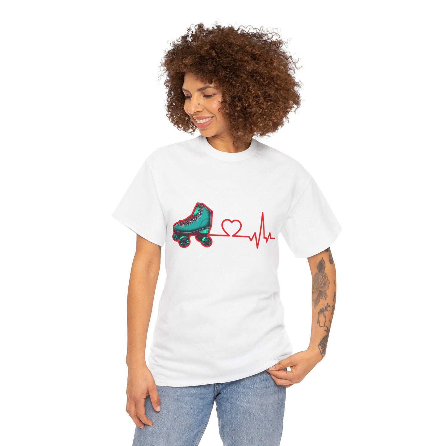 Adult Roller Skating T-Shirt - Heartbeat of Roller Skating - Rink Life Tee