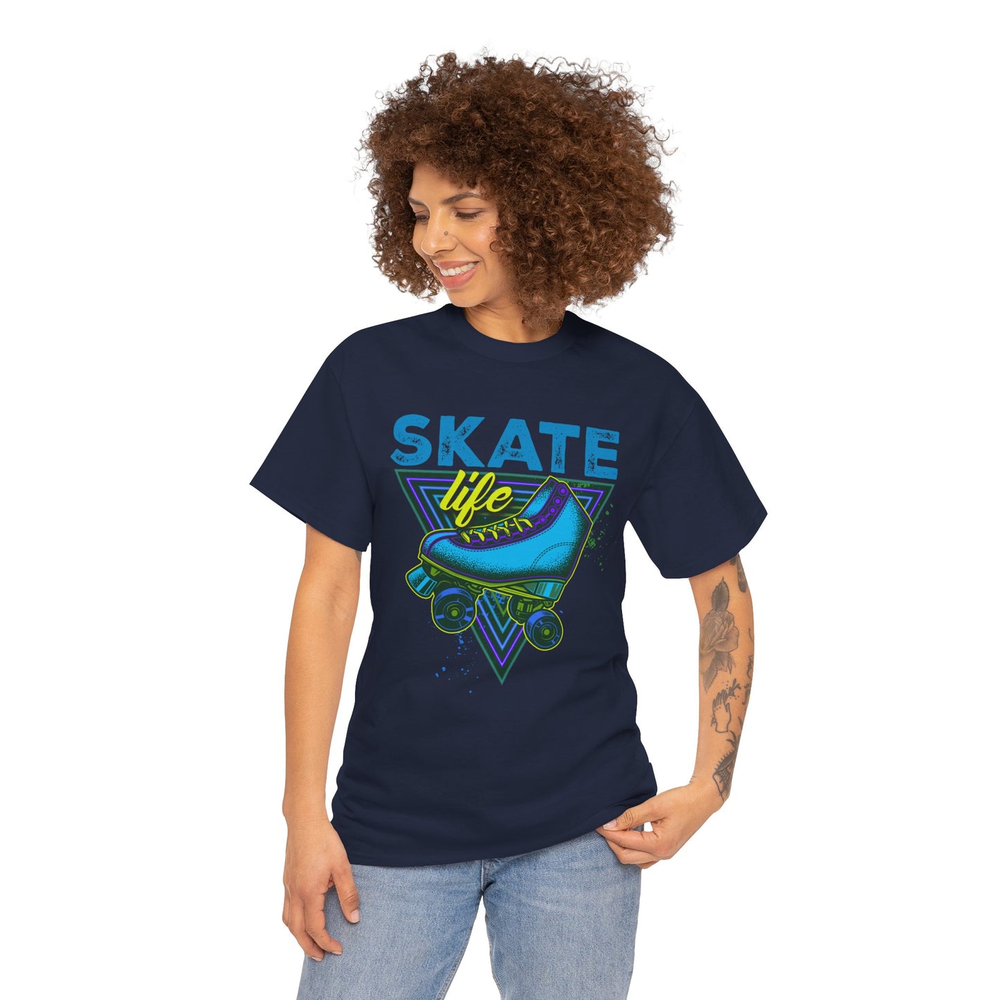 Jackson, NJ - Adult "Skate Life" Roller Skater T-Shirt (Blue Graphic)