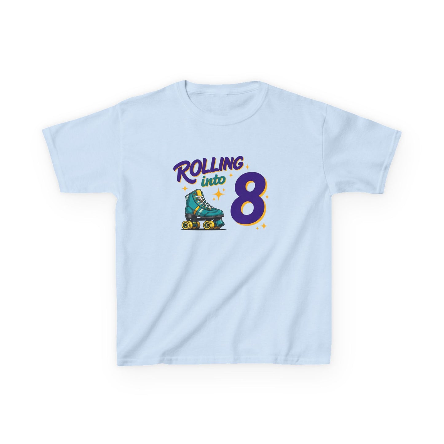 Kid's  "Rolling Into 8 " Birthday T-Shirt for 8 Year Old Child, Roller Skating Tee
