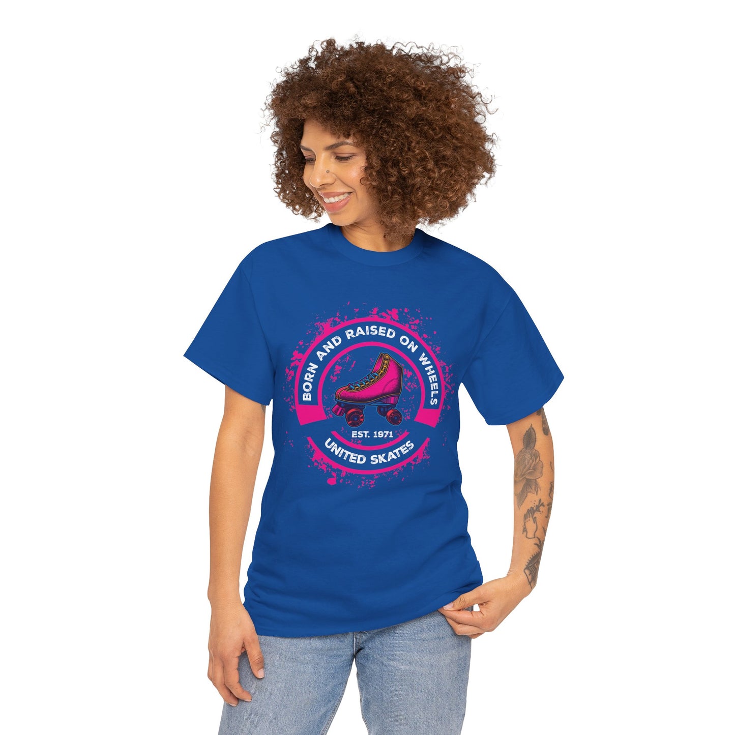 Adult "Born & Raised on Wheels" Roller Skating T-Shirt