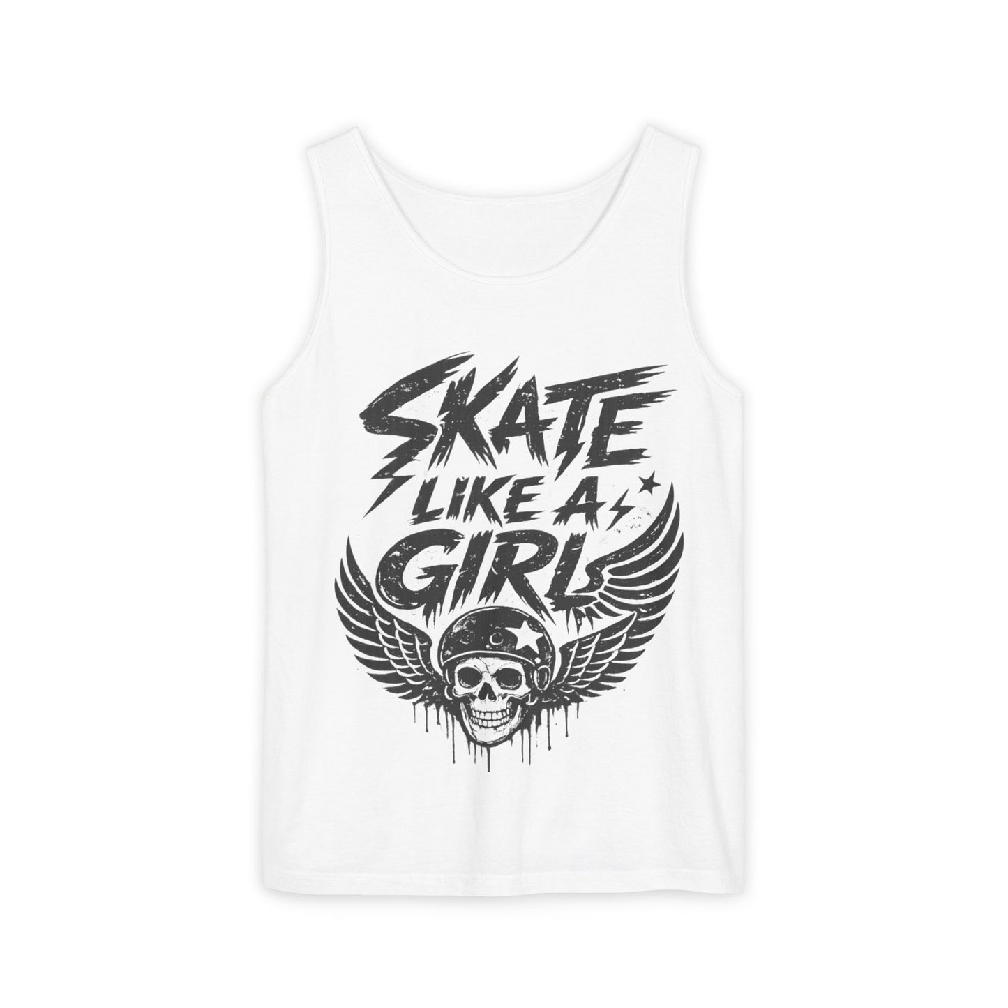Women's Tank Top - Skate Like A Girl Skull - Roller Skating, Roller Derby, Ice Hockey Skater Tee