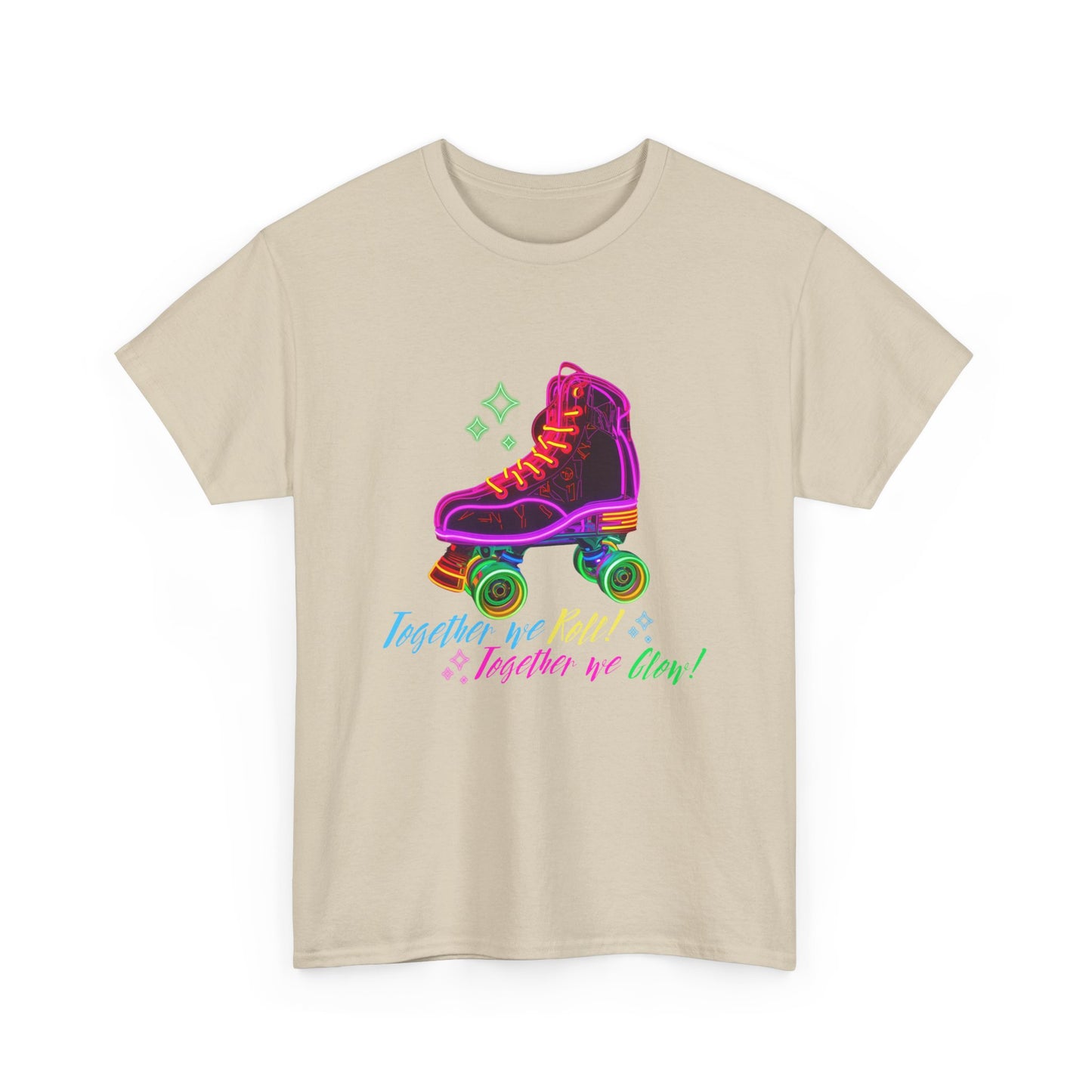 Adult Roller Skating T-Shirt "Together We Roll, Together We Glow" Retro Neon Tee