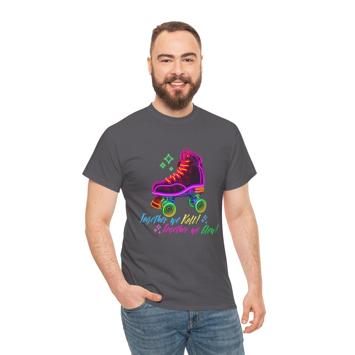 Adult Roller Skating T-Shirt "Together We Roll, Together We Glow" Retro Neon Tee