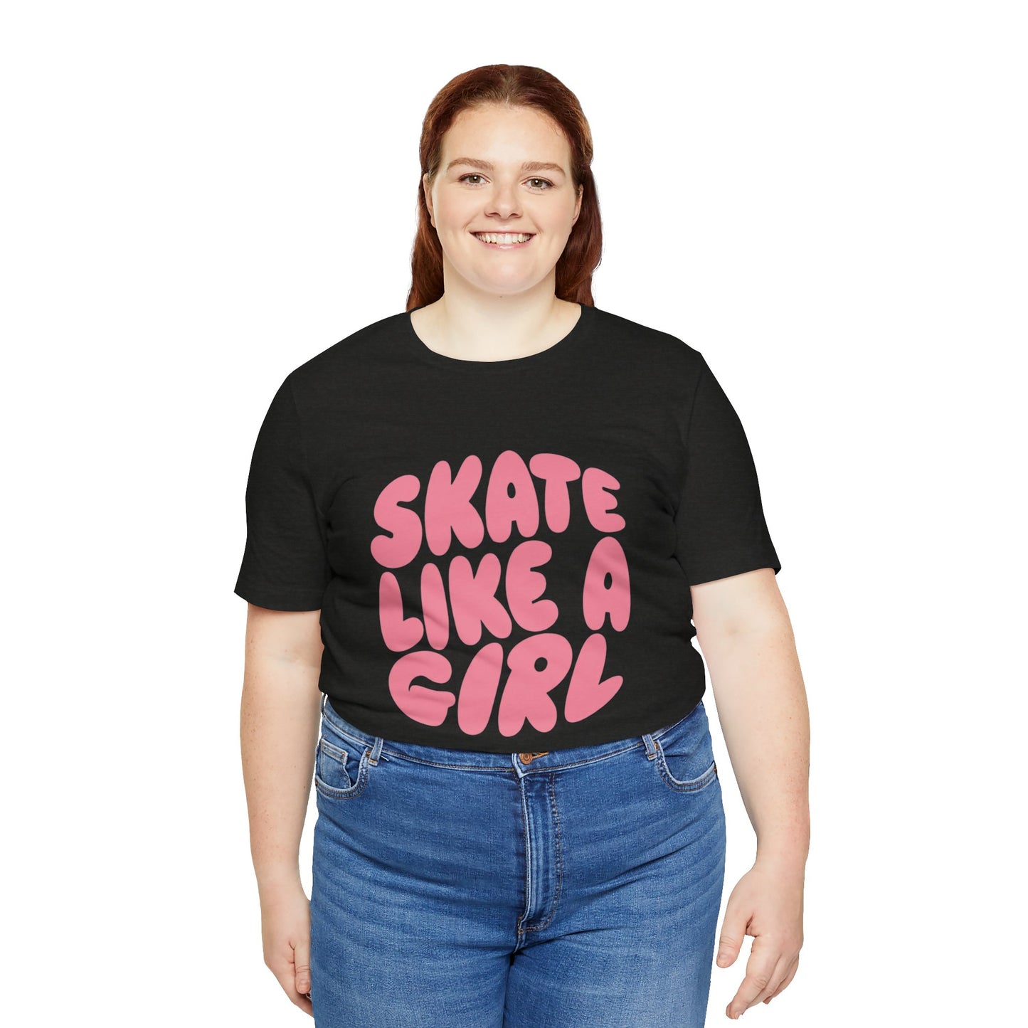 Women's "Skate Like A Girl" Roller Skate Graphic Cotton T-Shirt