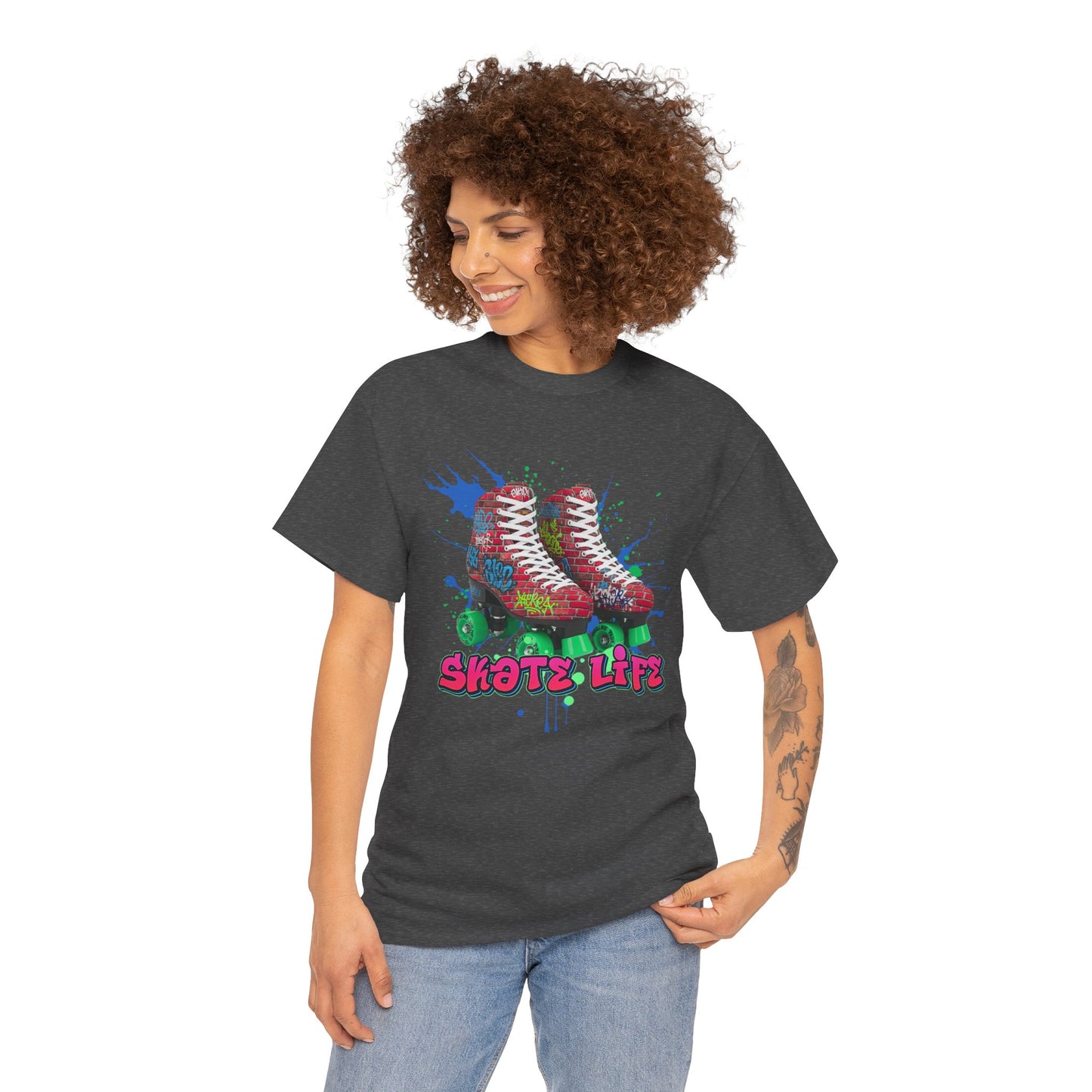 Adult Retro Roller Skating T-Shirt - Skate Life - Graffiti Style Graphic Tee for Skaters