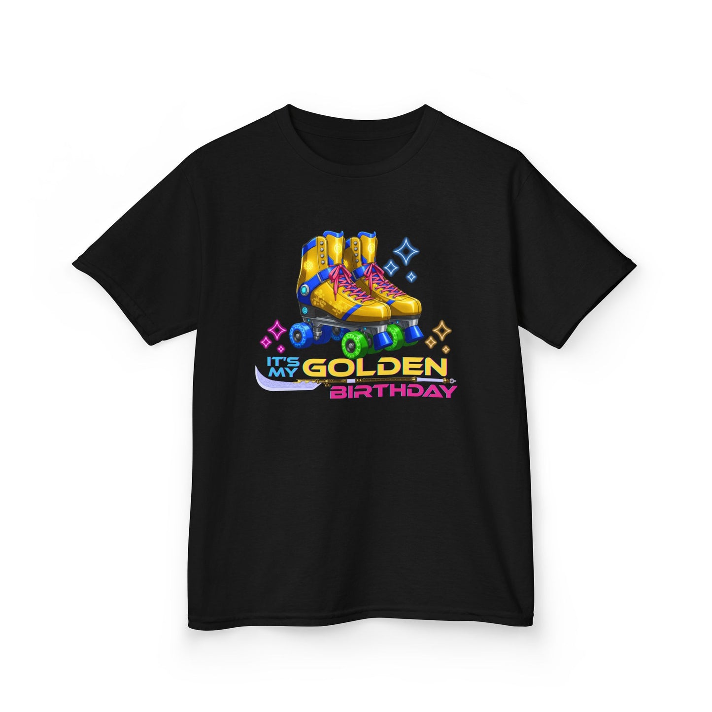 Kid's Birthday Roller Skating T-Shirt - It's My Golden Birthday - Party, Streetwear, Shirt for Boys and Girls