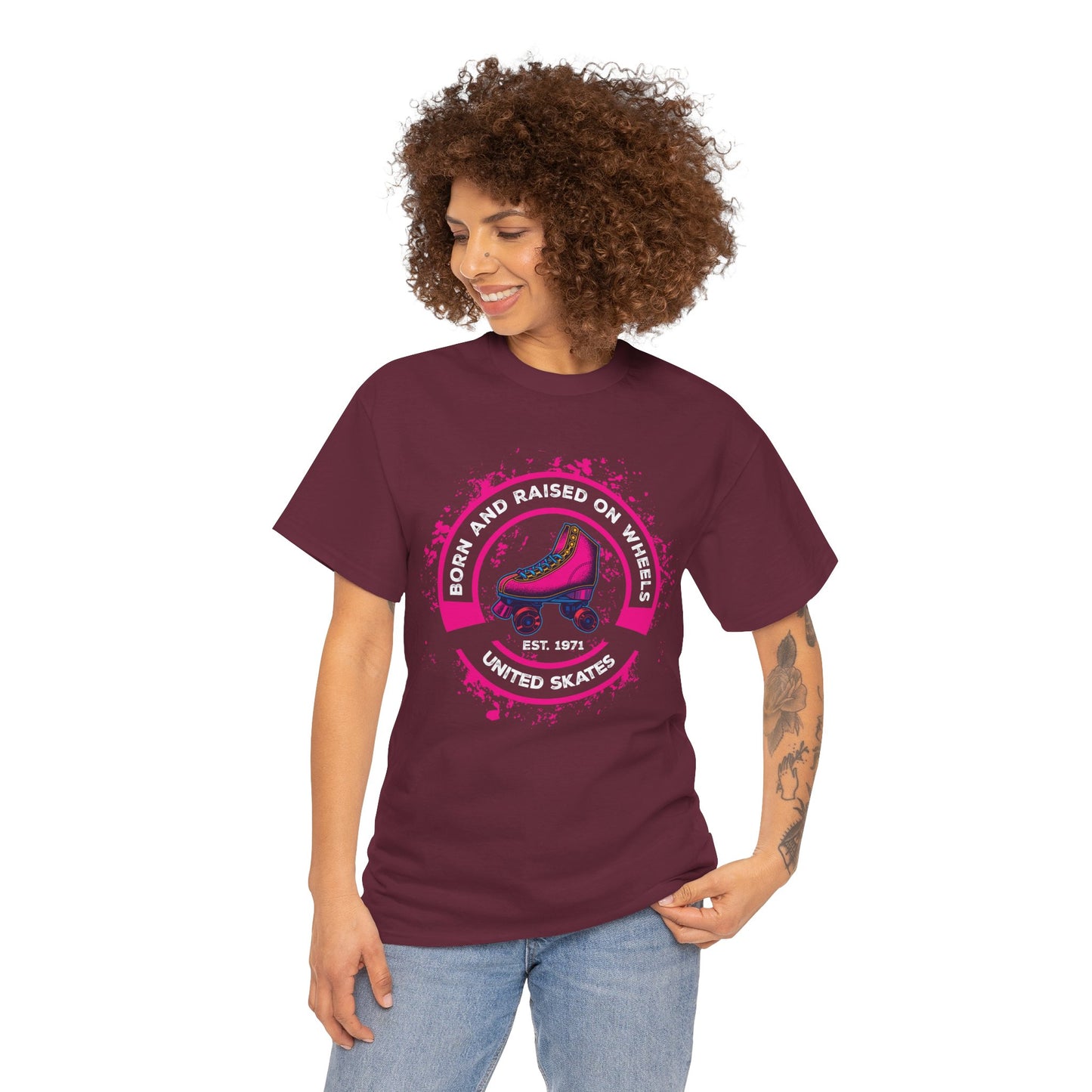 Adult "Born & Raised on Wheels" Roller Skating T-Shirt