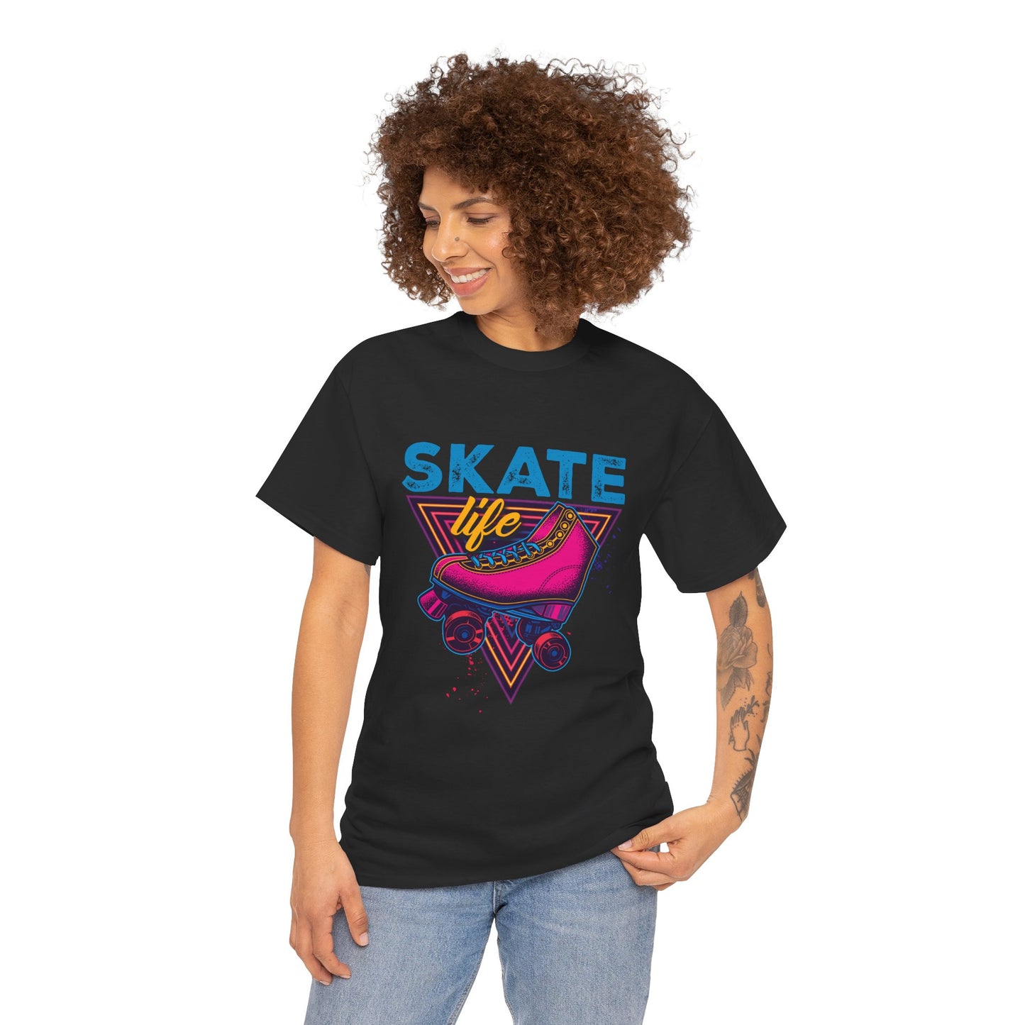 Adult Roller Skating T-Shirt - "Skate Life" - Pink Graphic