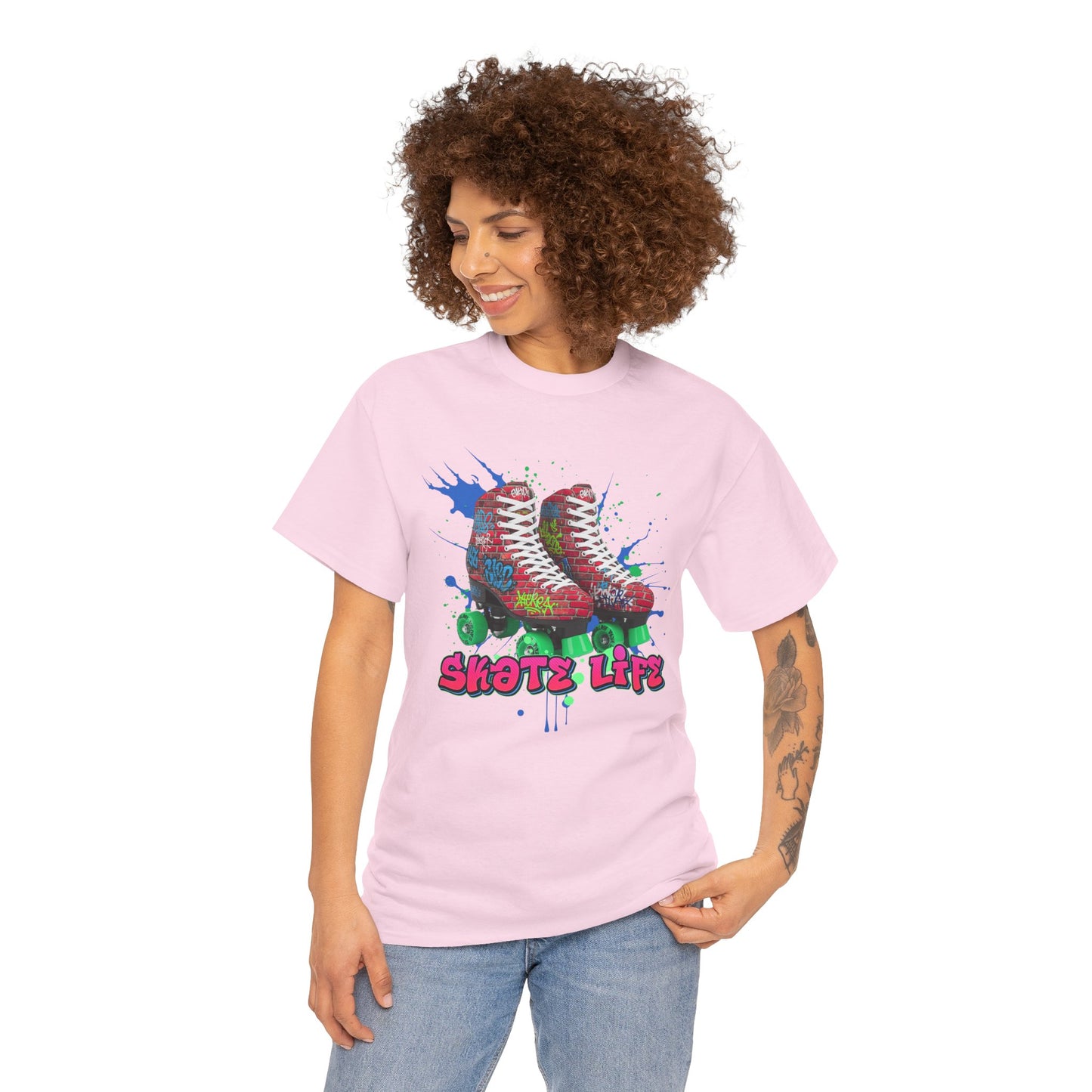 Adult Retro Roller Skating T-Shirt - Skate Life - Graffiti Style Graphic Tee for Skaters