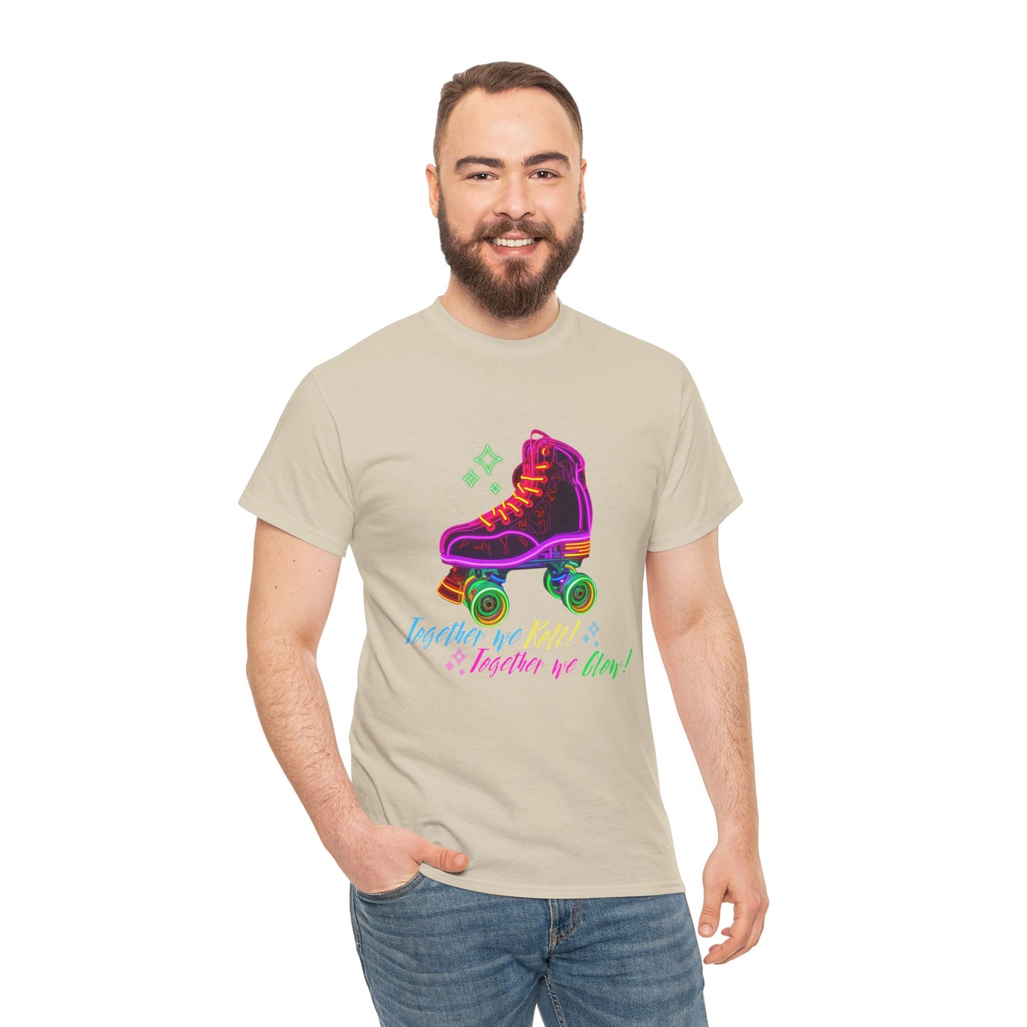 Adult Roller Skating T-Shirt "Together We Roll, Together We Glow" Retro Neon Tee