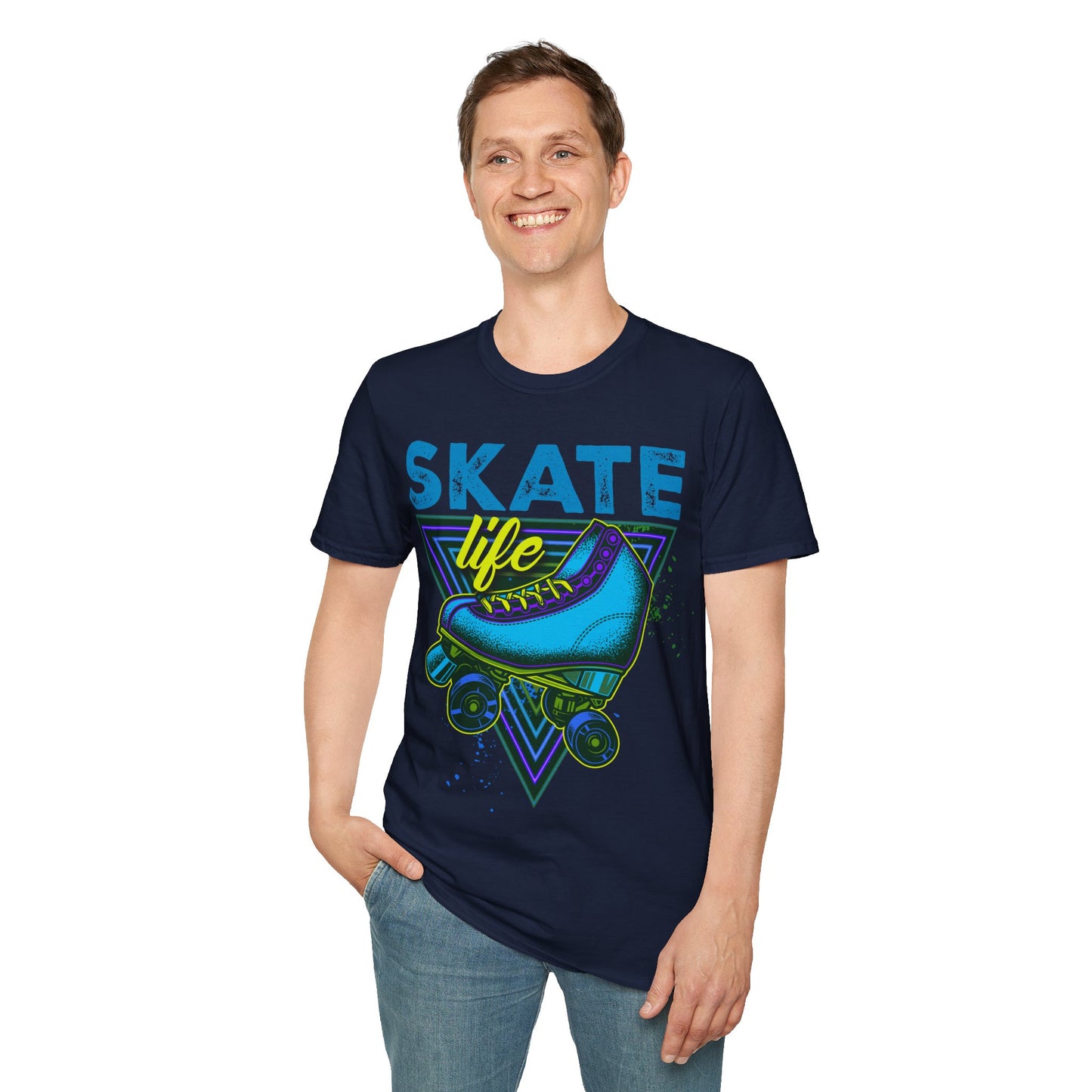 Tampa FL - Adult "Skate Life" Roller Skater T-Shirt (Blue Graphic)