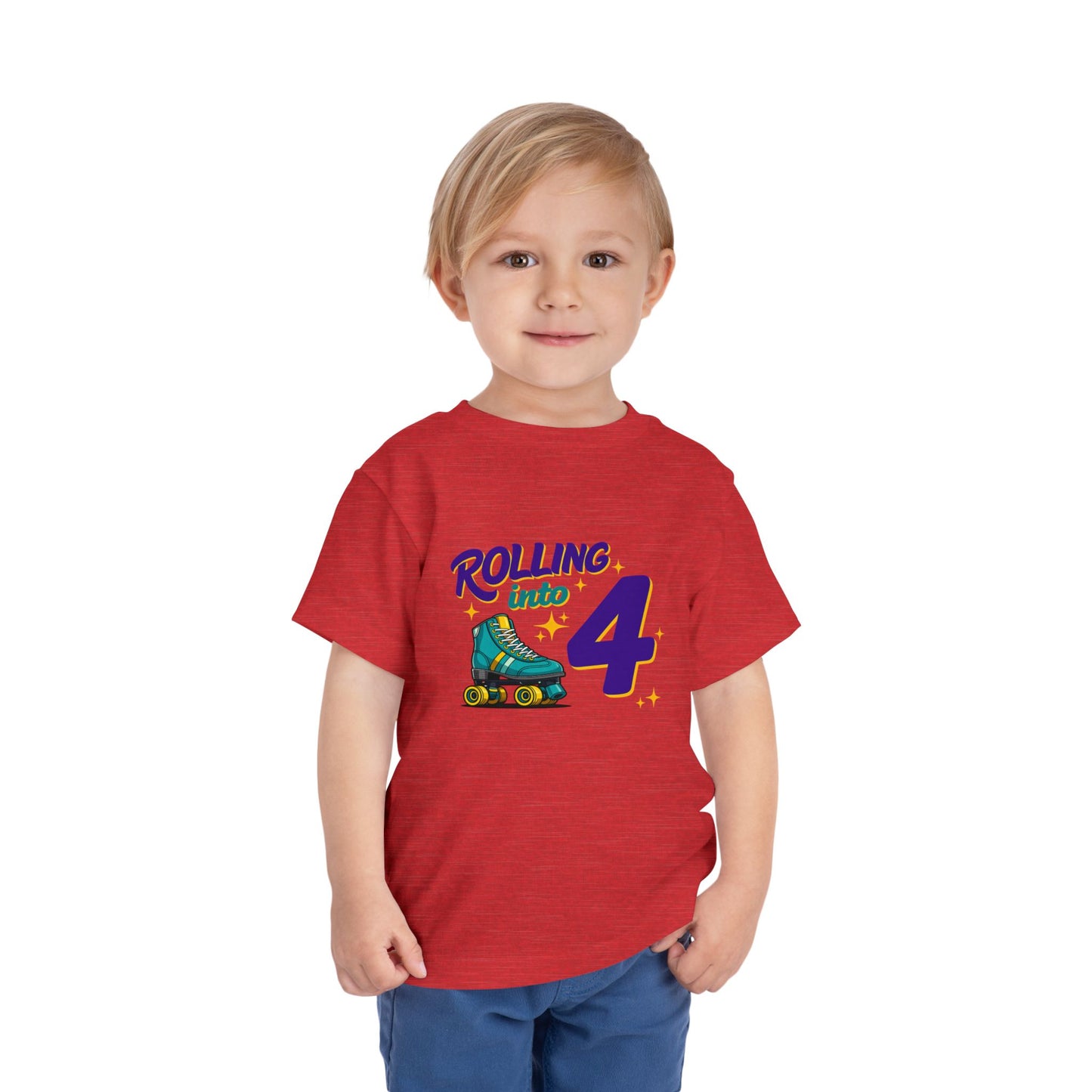 Kid's "Rolling Into 4" Birthday T-Shirt for 4 Year Old Child
