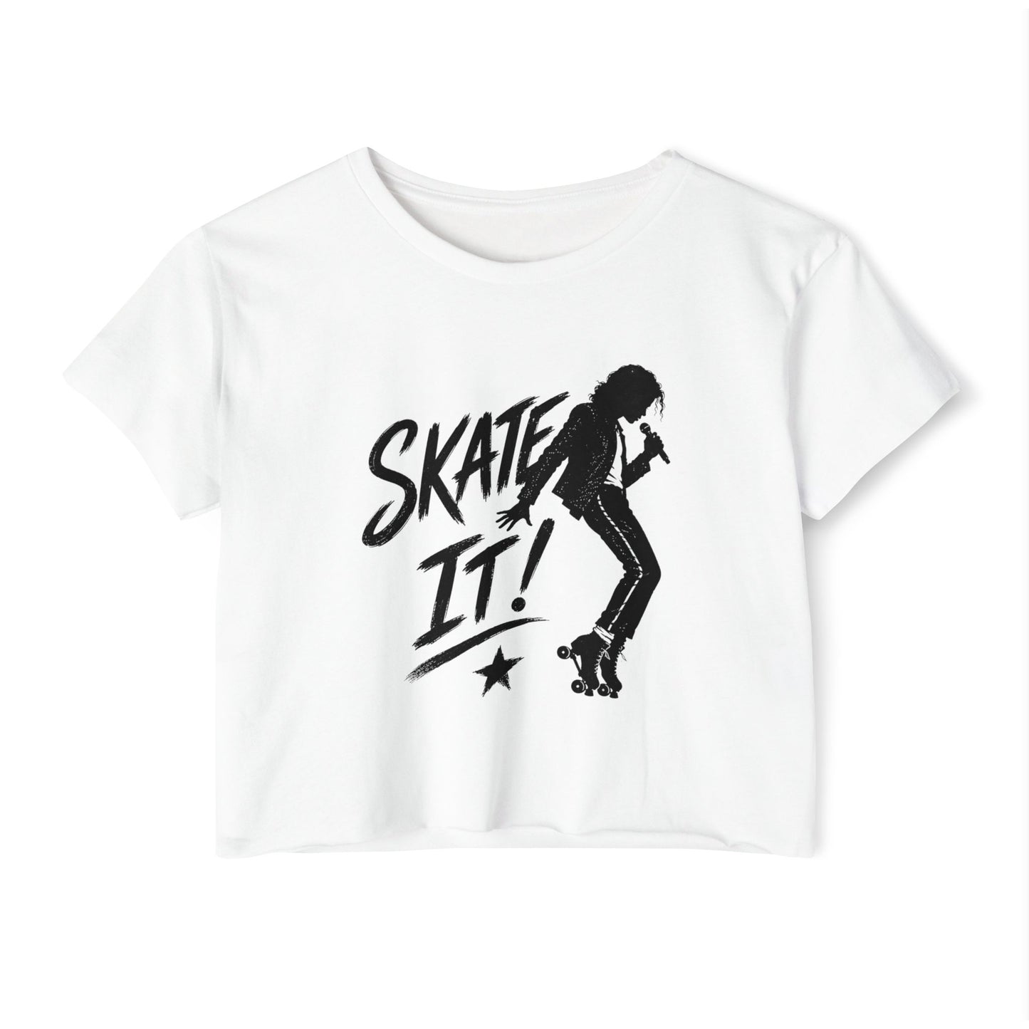 Skate It - Women's Roller Skater Crop Top - Retro Roller Disco Graphic Tee