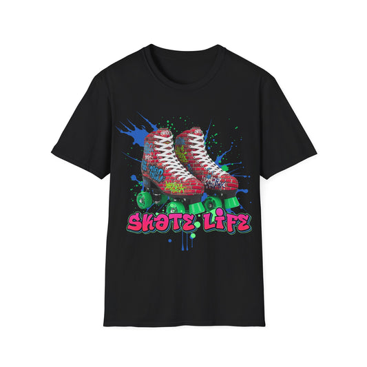 Jackson, NJ - Adult "Skate Life" Paint Splatter, Roller Skater T-Shirt