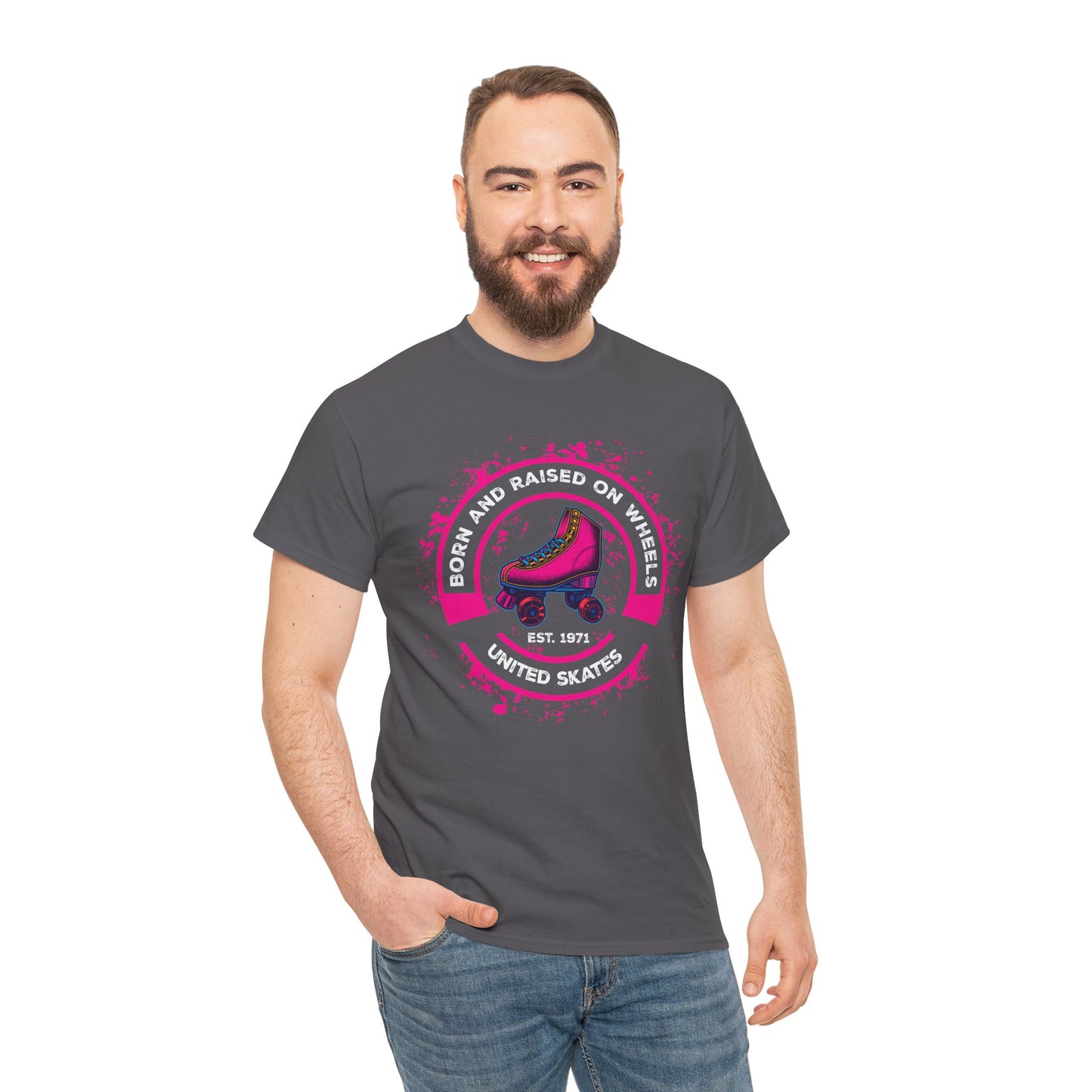 Adult "Born & Raised on Wheels" Roller Skating T-Shirt