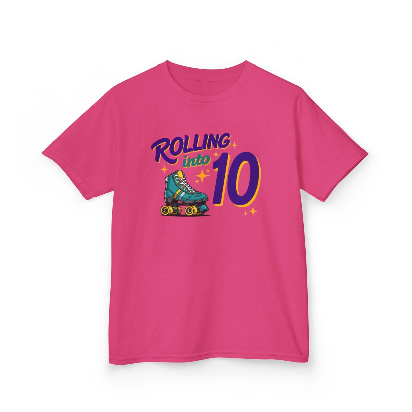 Kid's "Rolling Into 10" Birthday T-Shirt for 10 Year Old Child, Roller Skating Tee