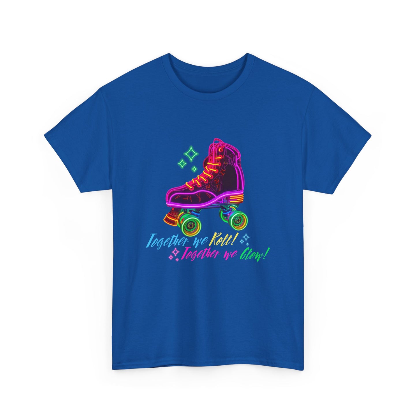 Adult Roller Skating T-Shirt "Together We Roll, Together We Glow" Retro Neon Tee