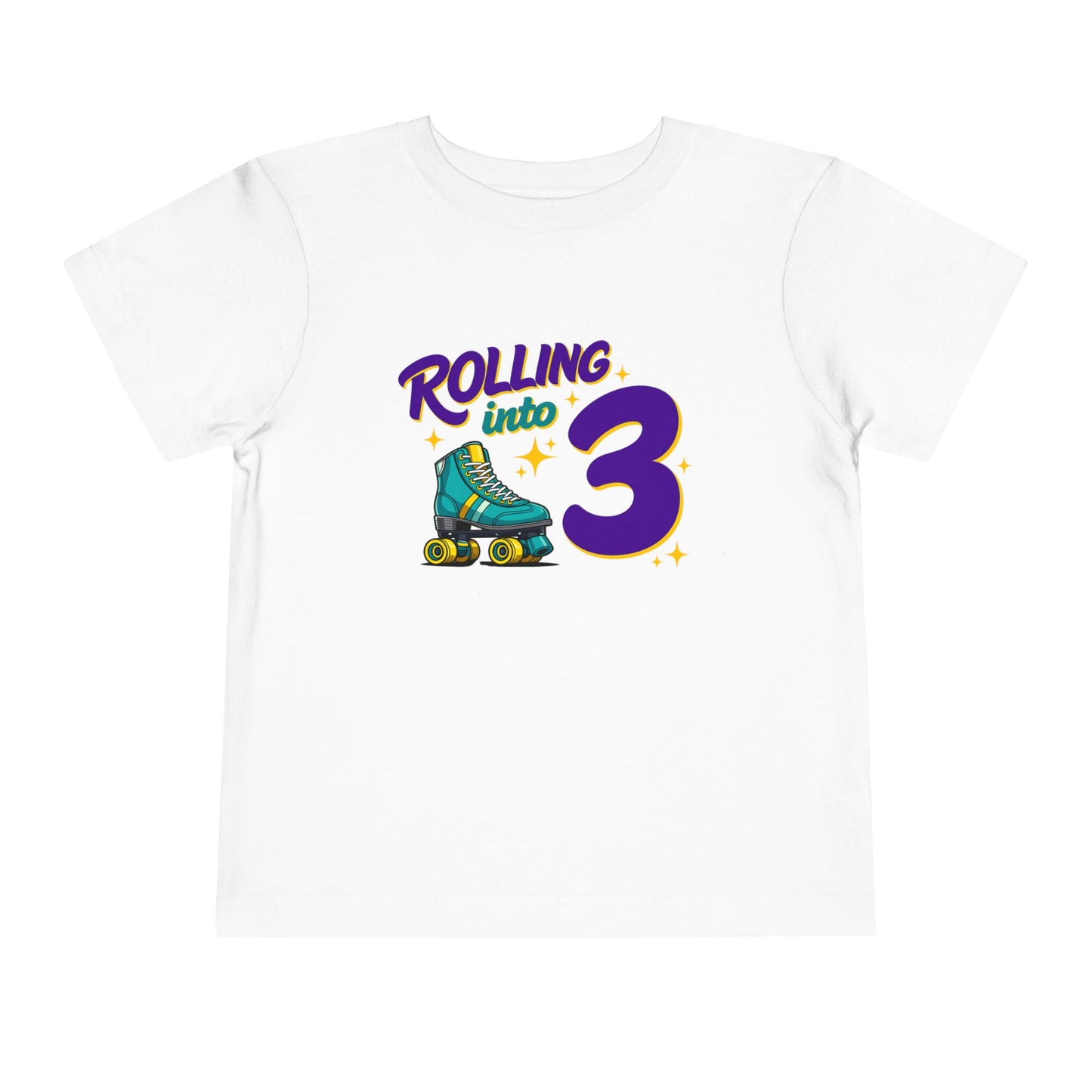 Kid's  "Rolling Into 3 " Birthday T-Shirt for 3 Year Old Child, Roller Skating Tee