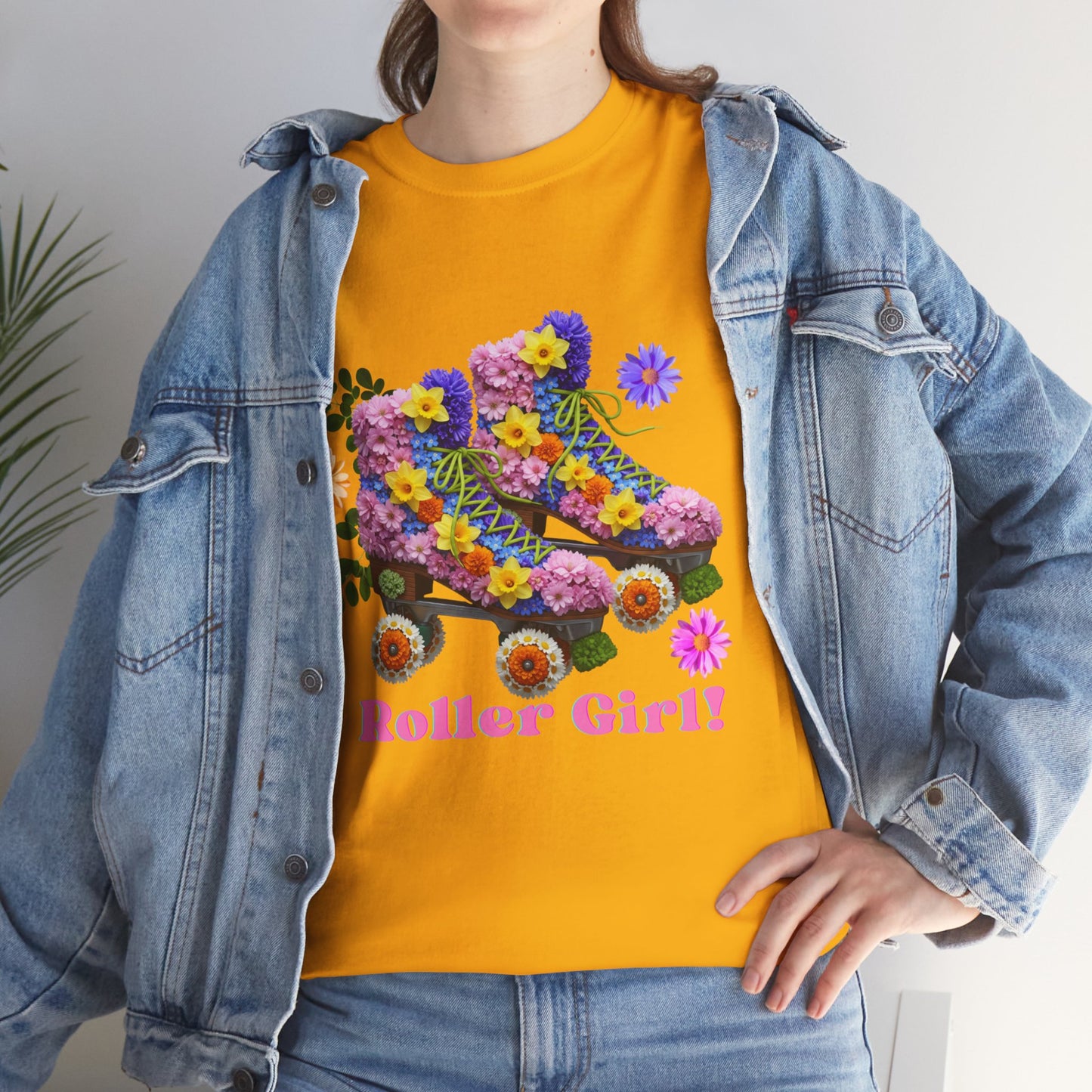 Roller Girl Floral Skate T-Shirt - Adult Roller Skate Graphic T-Shirt – 100% Cotton