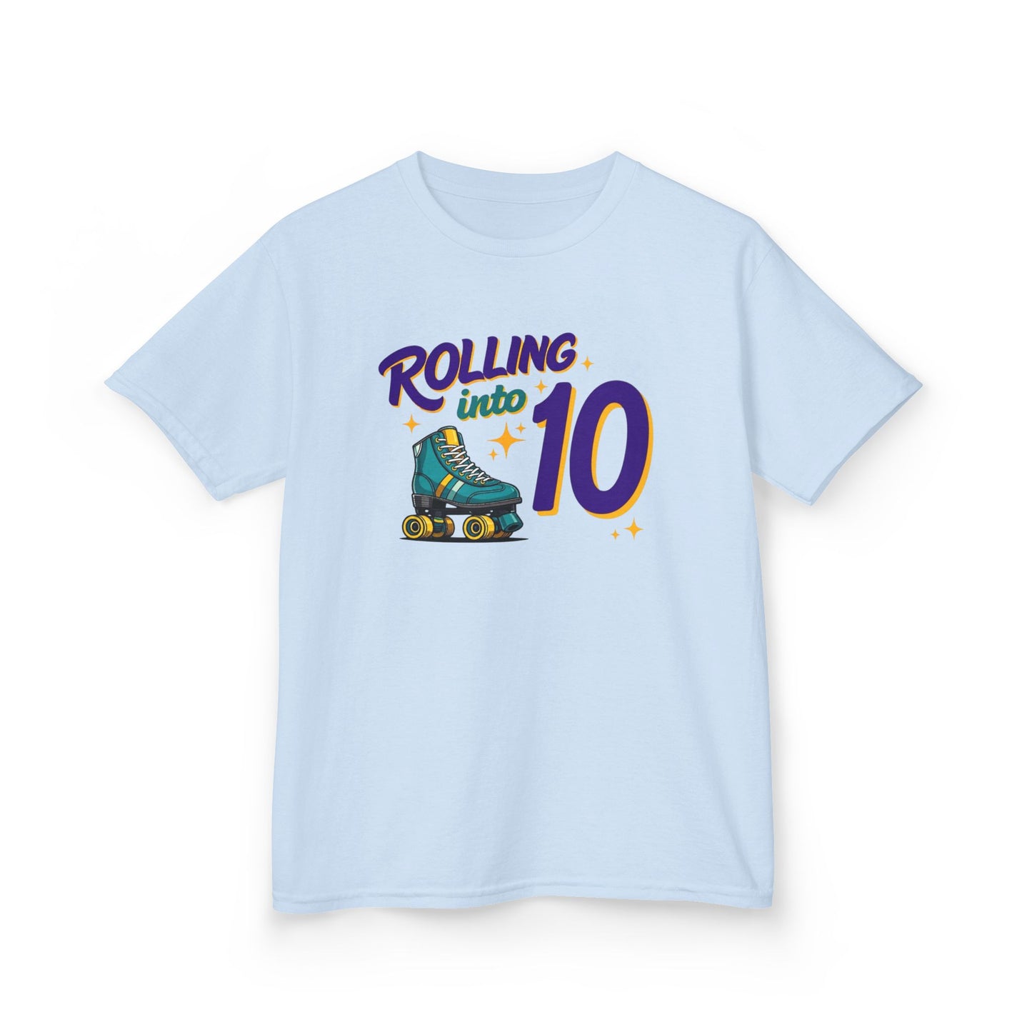 Kid's "Rolling Into 10" Birthday T-Shirt for 10 Year Old Child, Roller Skating Tee