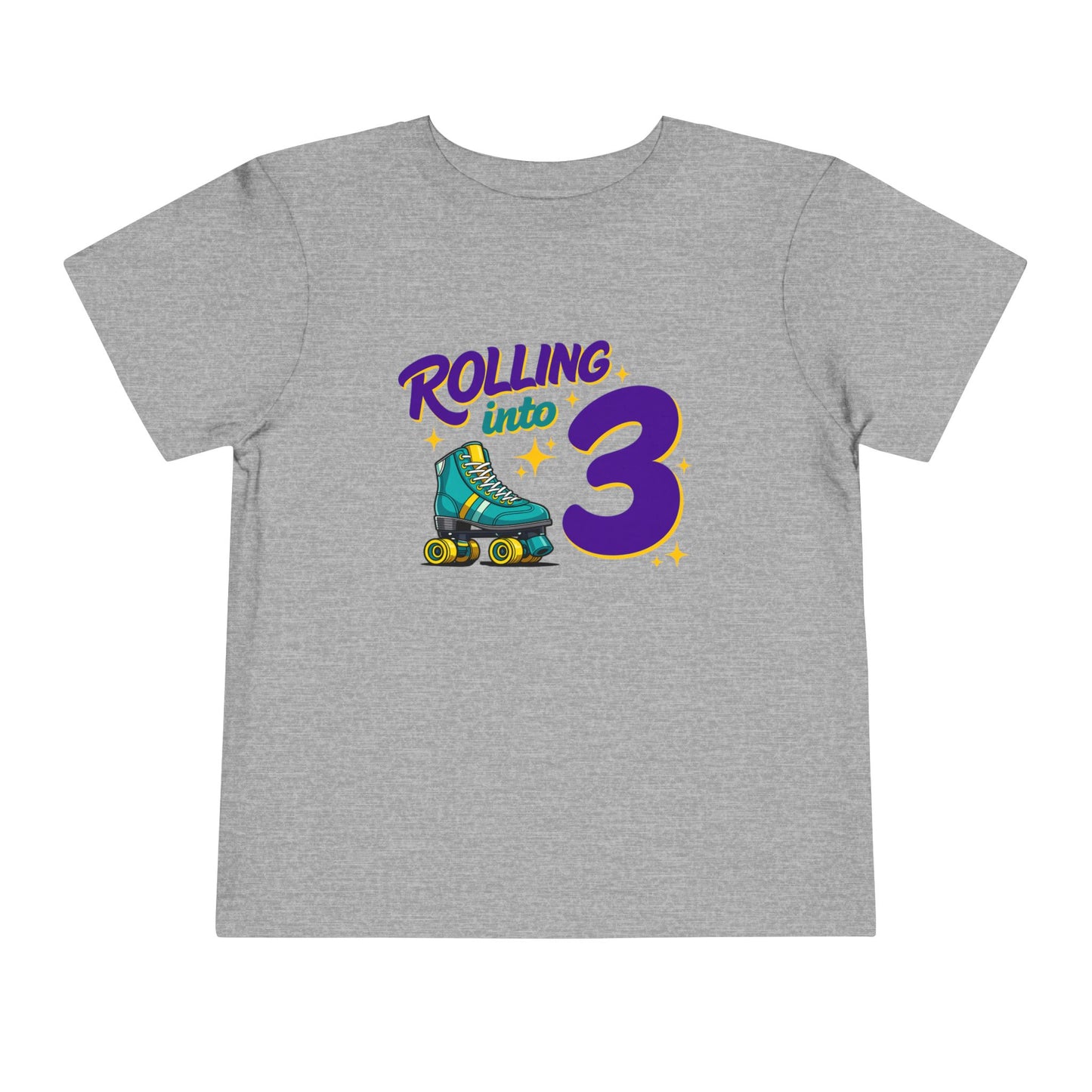 Kid's  "Rolling Into 3 " Birthday T-Shirt for 3 Year Old Child, Roller Skating Tee
