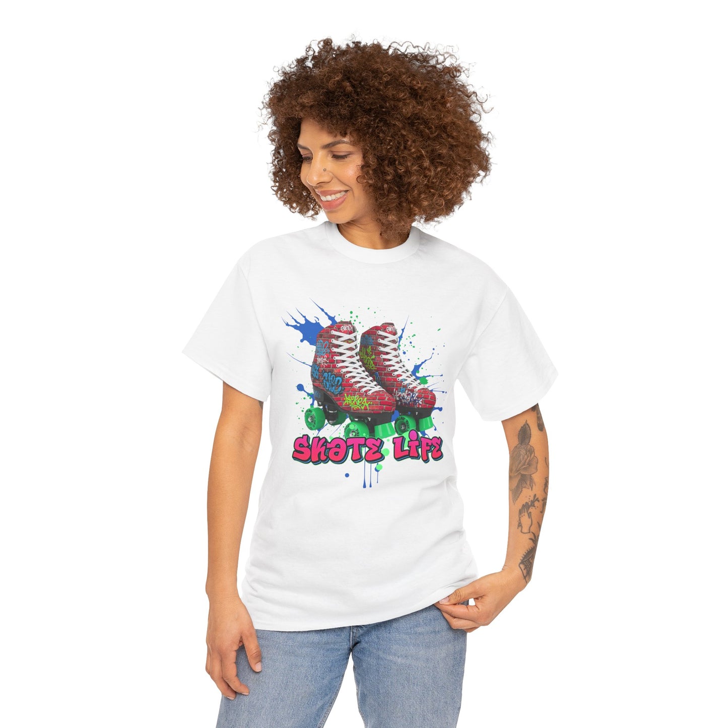 Adult Retro Roller Skating T-Shirt - Skate Life - Graffiti Style Graphic Tee for Skaters