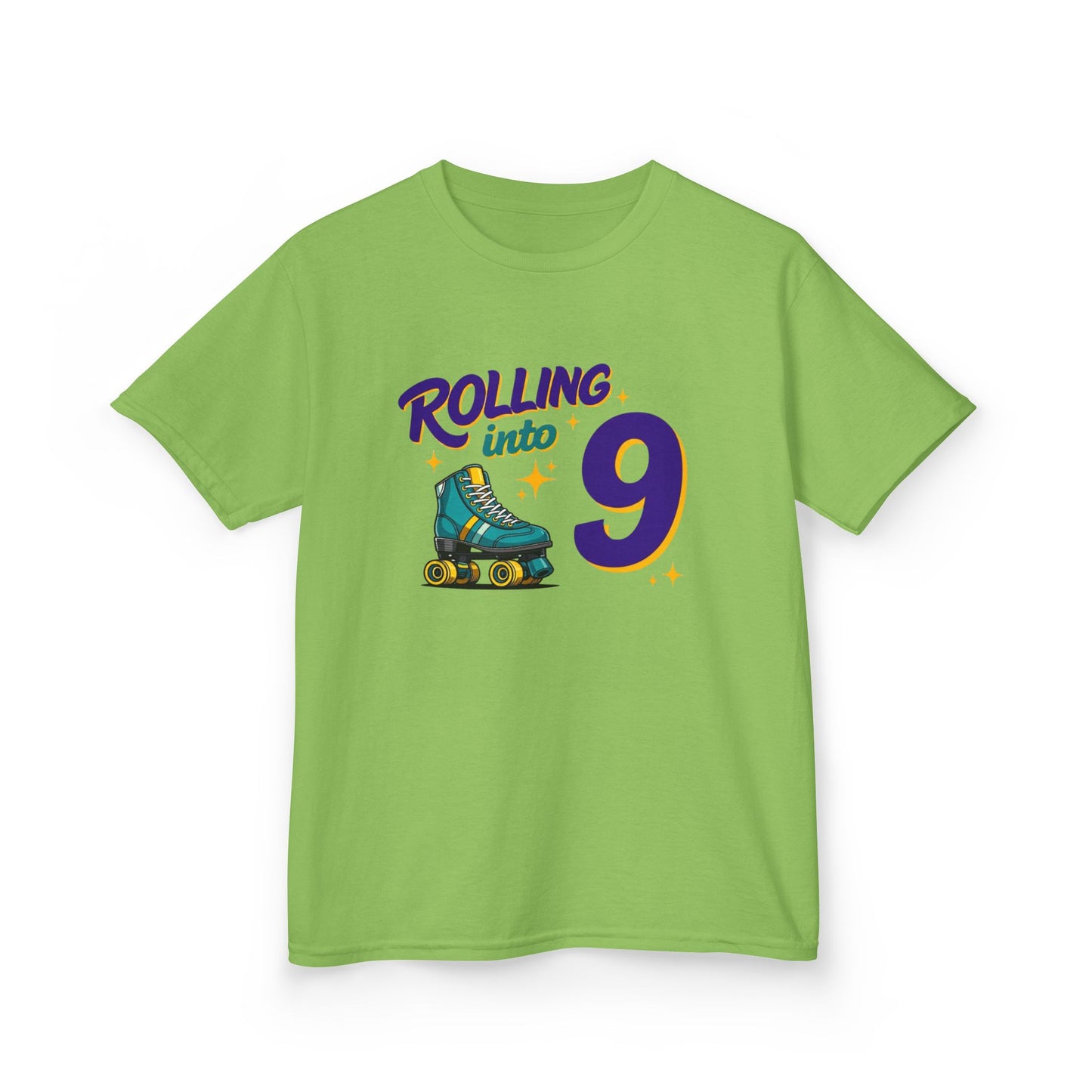 Kid's "Rolling Into 9" Birthday T-Shirt for 9 Year Old Child, Roller Skating Tee