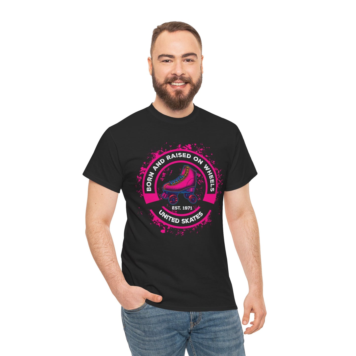 Adult "Born & Raised on Wheels" Roller Skating T-Shirt