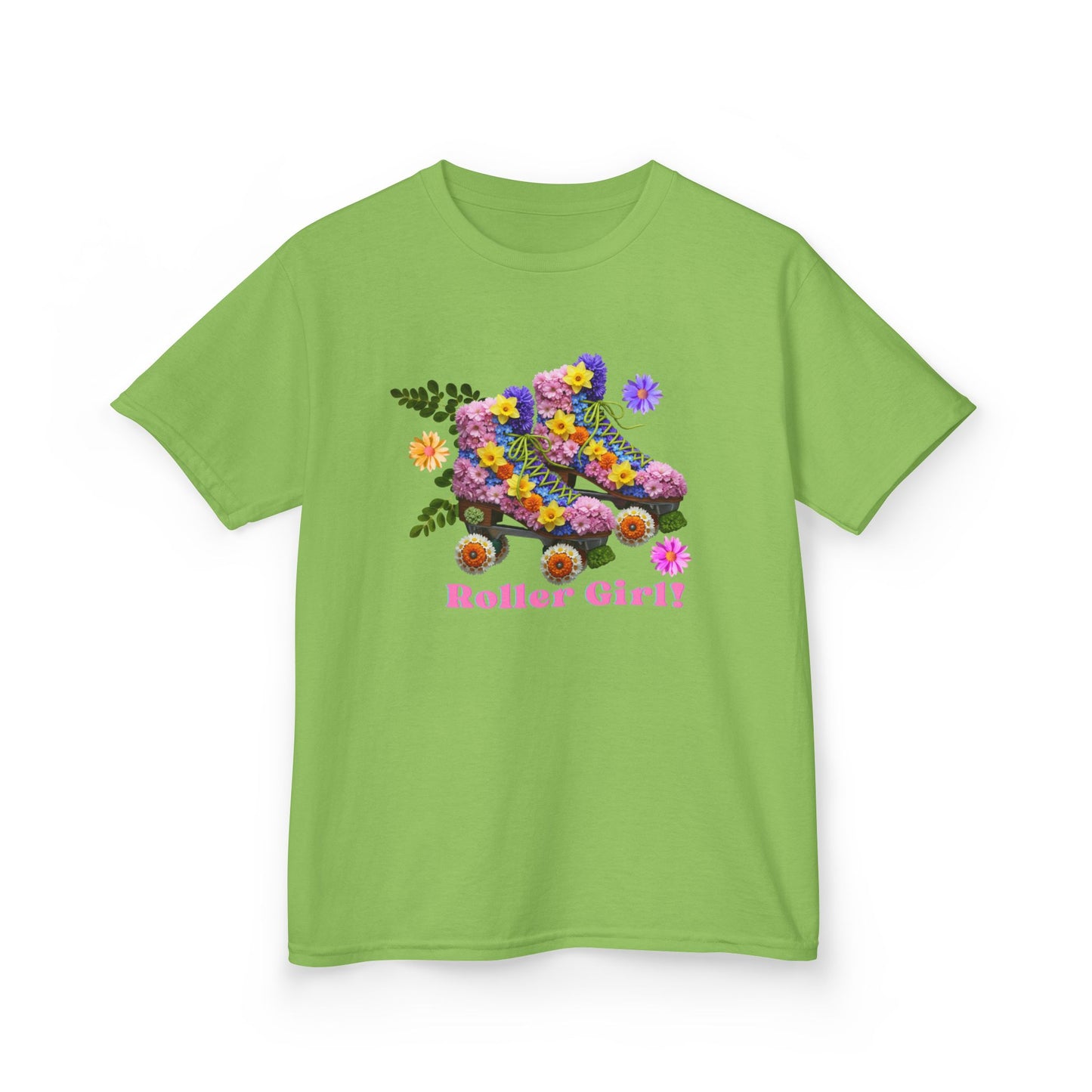 Girl's Roller Skating T-Shirt - Roller Girl - Flower Graphic Tee for Kids