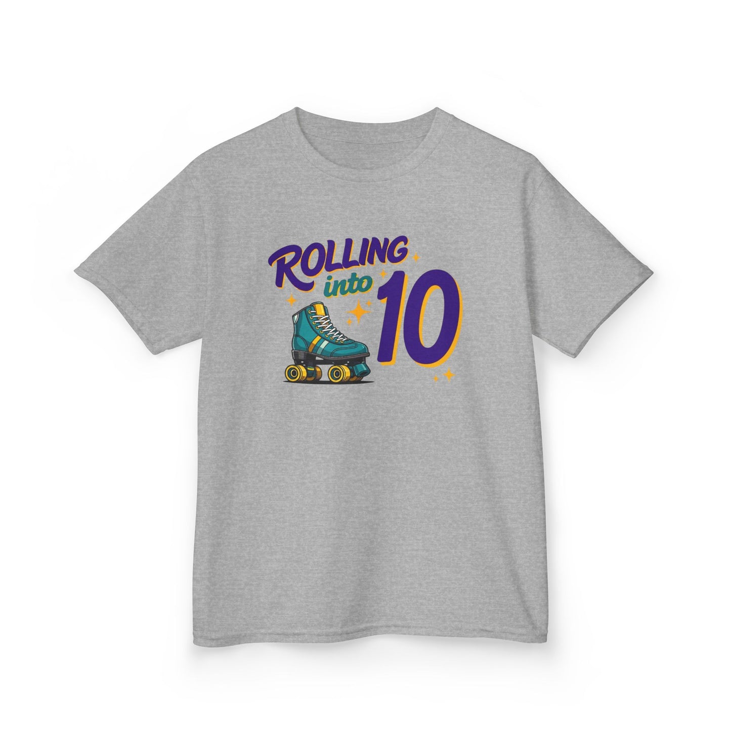 Kid's "Rolling Into 10" Birthday T-Shirt for 10 Year Old Child, Roller Skating Tee