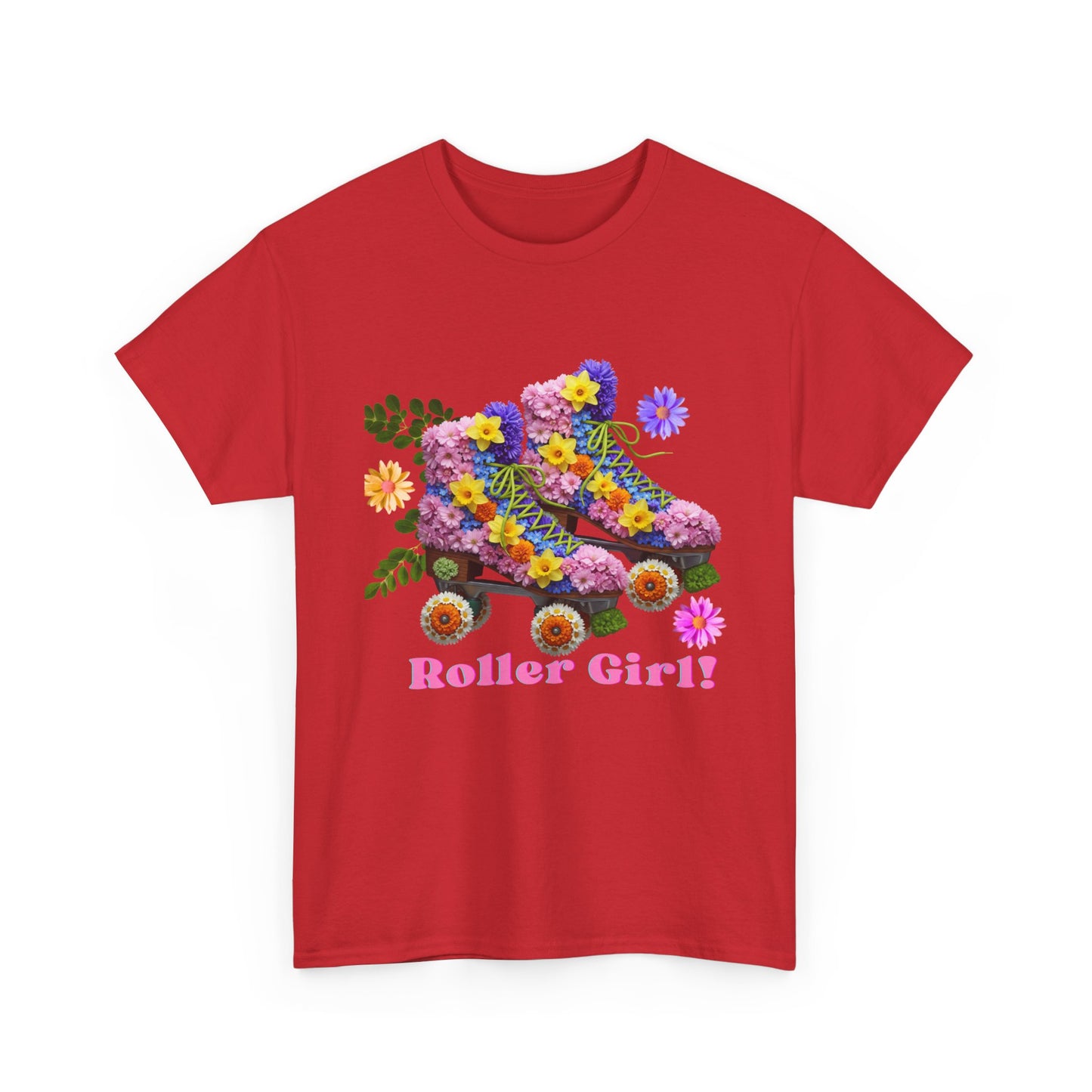Roller Girl Floral Skate T-Shirt - Adult Roller Skate Graphic T-Shirt – 100% Cotton