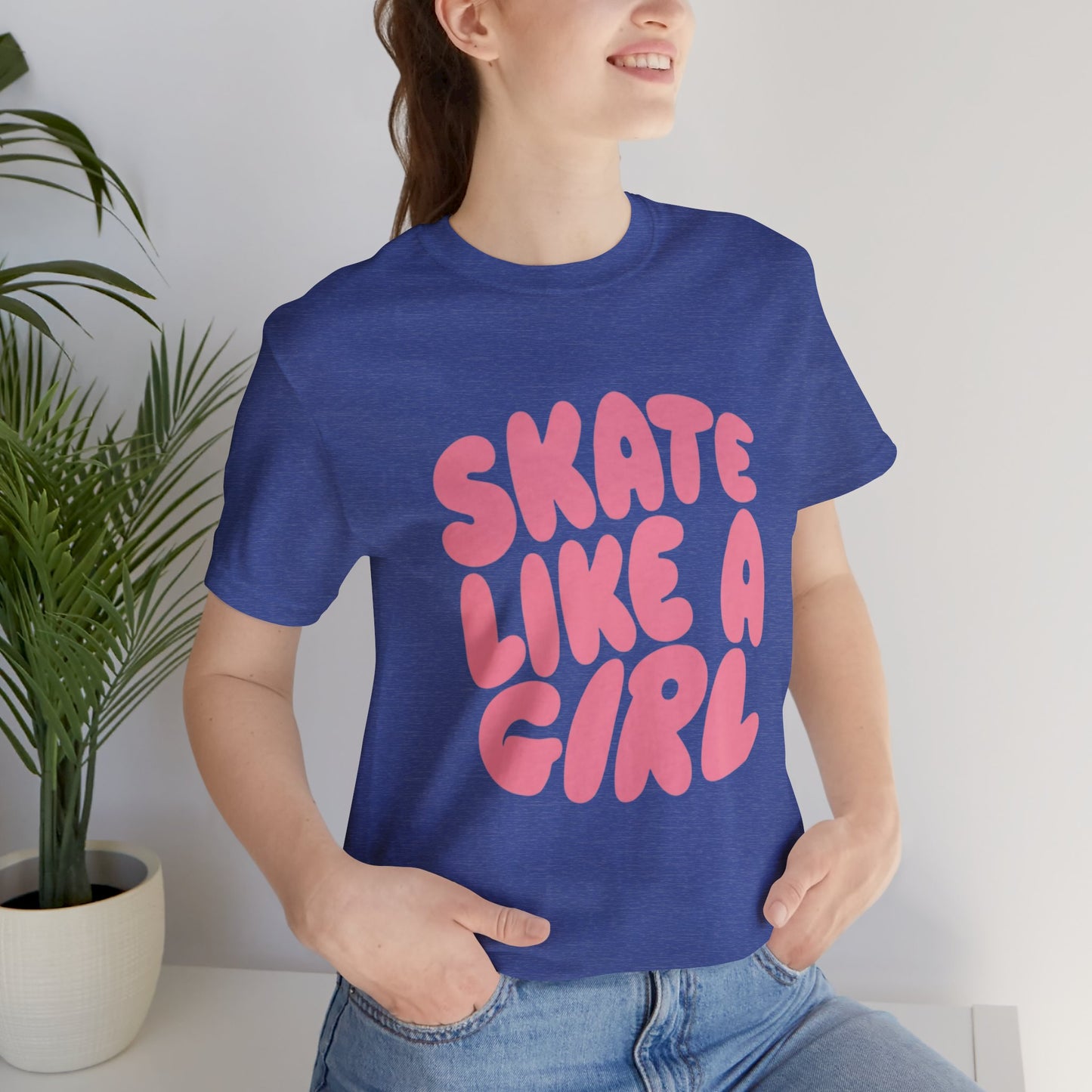 Women's "Skate Like A Girl" Roller Skate Graphic Cotton T-Shirt
