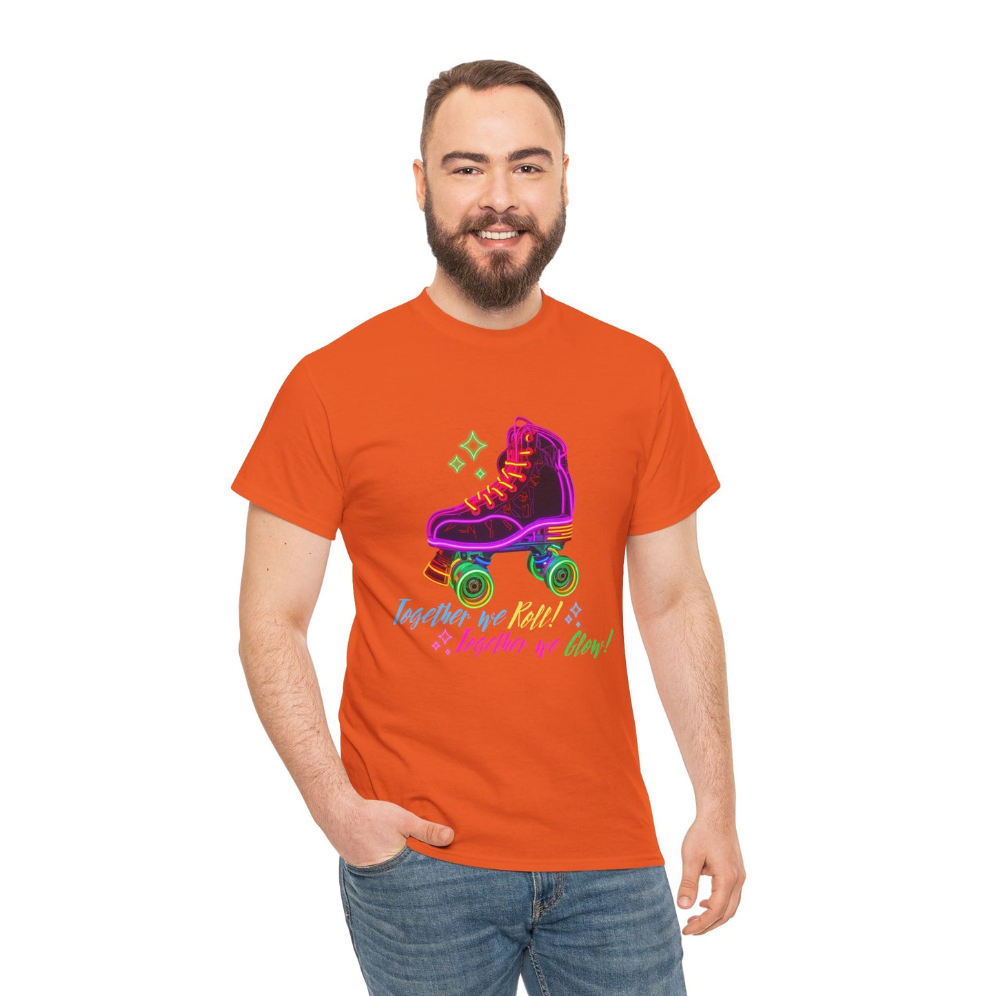 Adult Roller Skating T-Shirt "Together We Roll, Together We Glow" Retro Neon Tee