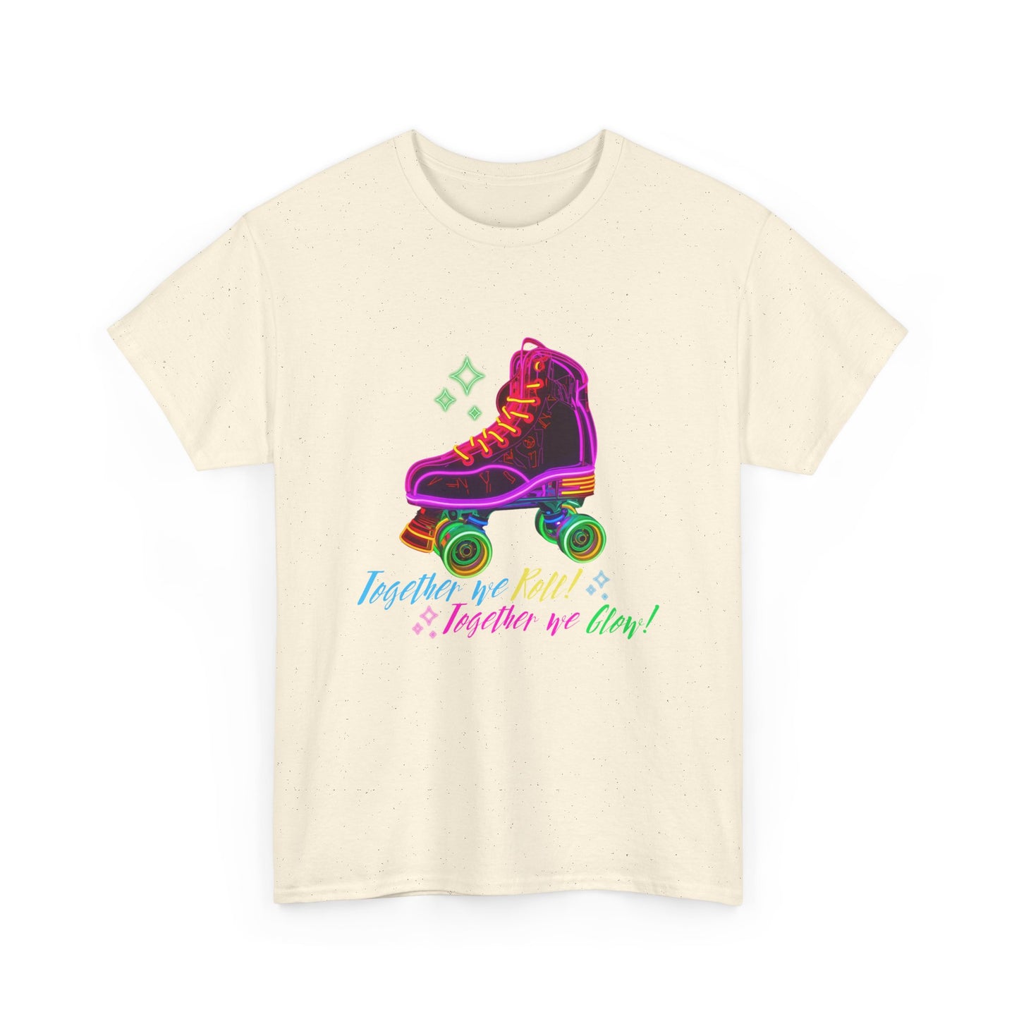 Adult Roller Skating T-Shirt "Together We Roll, Together We Glow" Retro Neon Tee