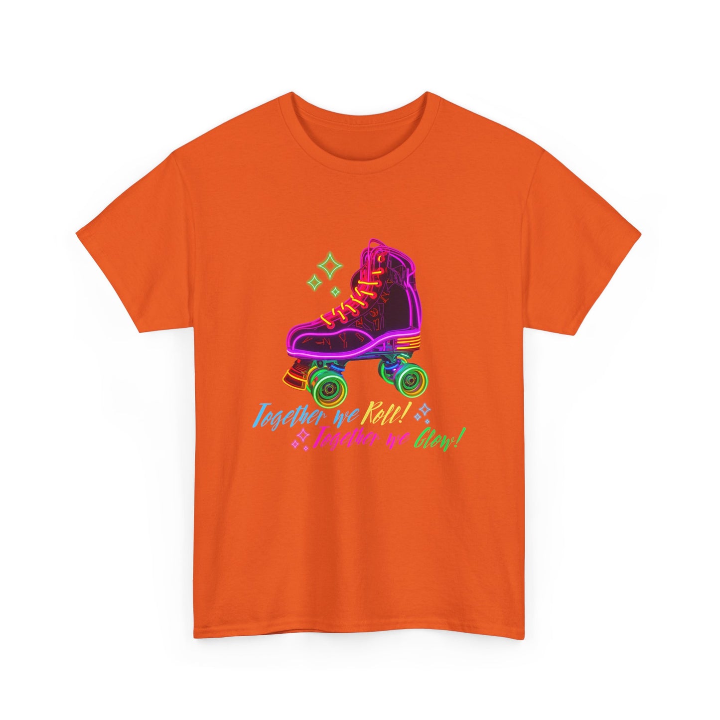 Adult Roller Skating T-Shirt "Together We Roll, Together We Glow" Retro Neon Tee